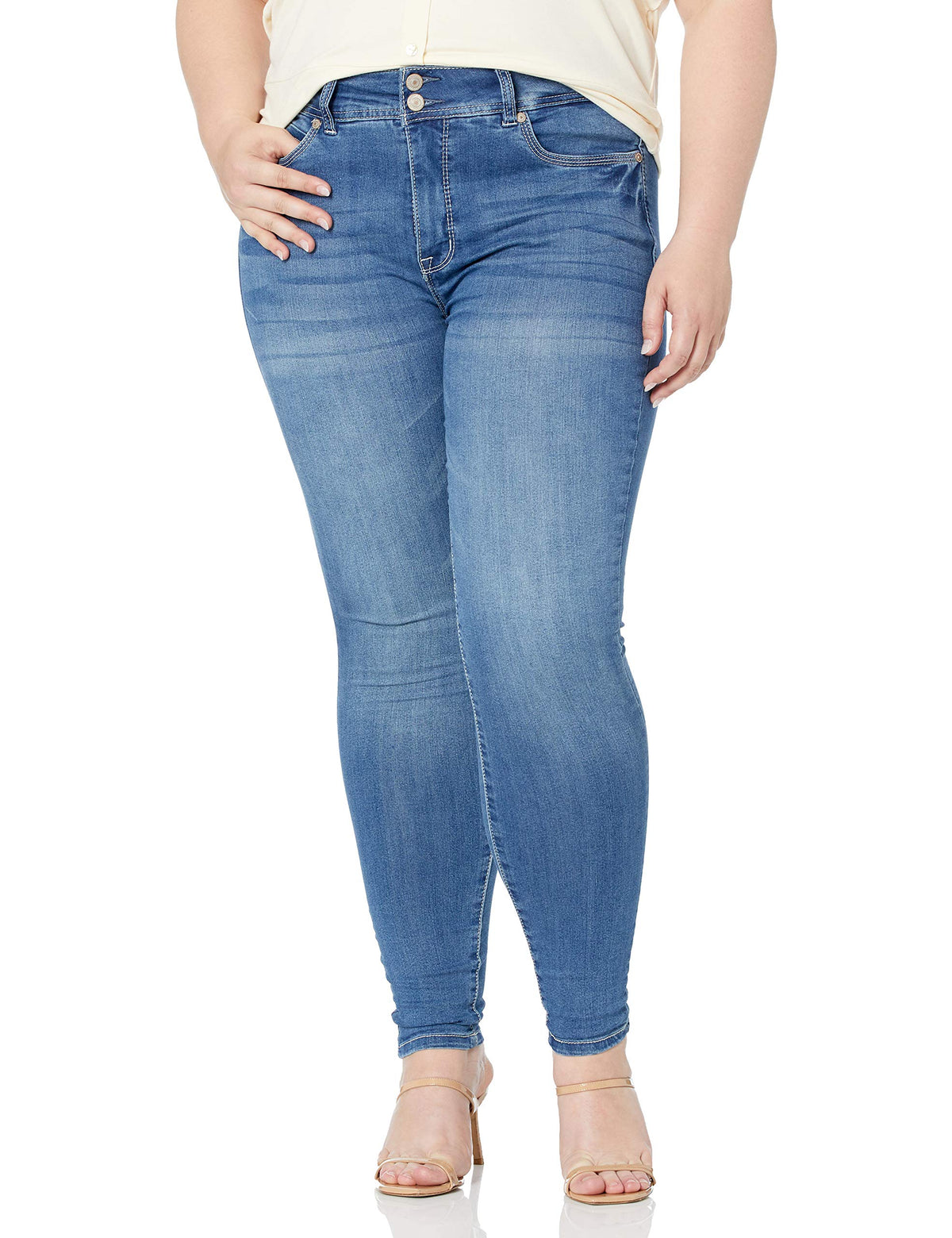 Wallflower Womens Ultra Skinny Mid-Rise Insta Soft Juniors Jeans (Standard And Plus), Florence, 22 Plus Short