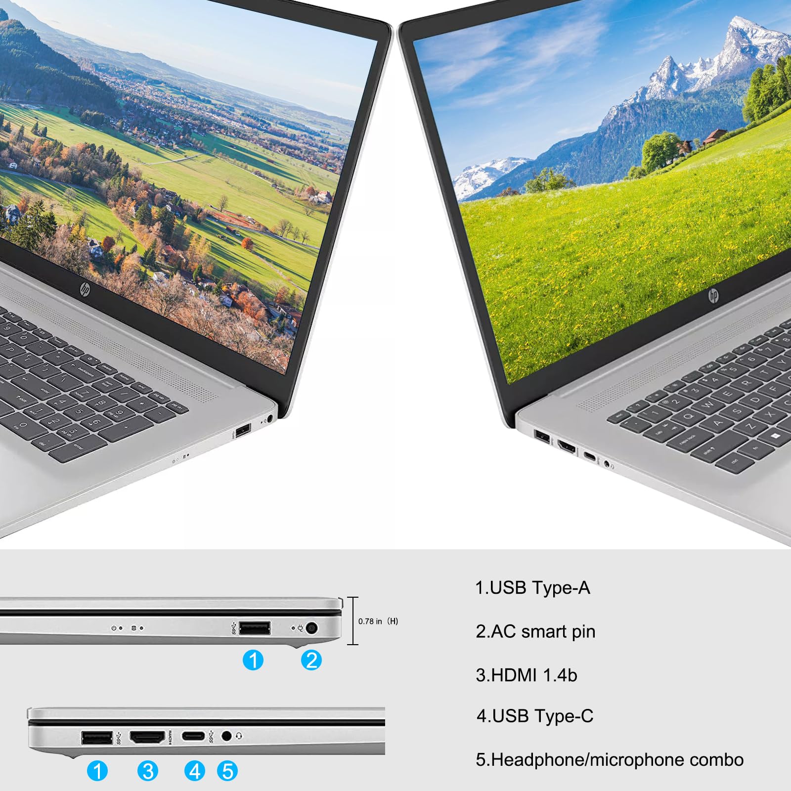 Hp 2023 Newest 17'' Laptop, Amd Ryzen 5 7530U(Beats I7 9750H), Hd Led 17.3''Touchscreen Display, 32Gb Lpddr4 Ram, 1Tb Ssd, Win11