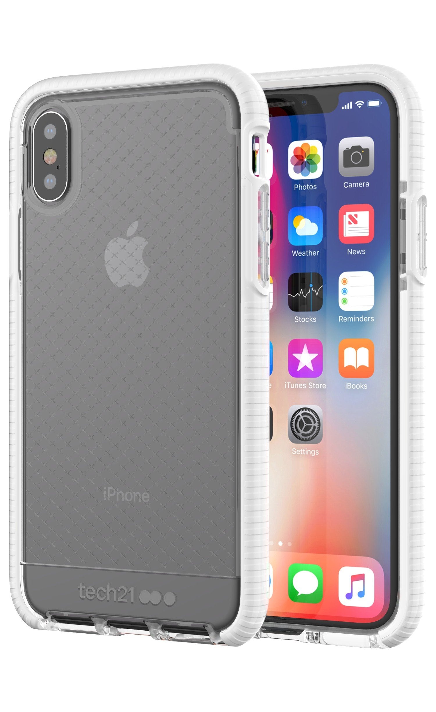 Tech21 Evo Check Slim Fit Case For Iphone X/Xs   Clear White, Wireless & Heavy Duty Protection