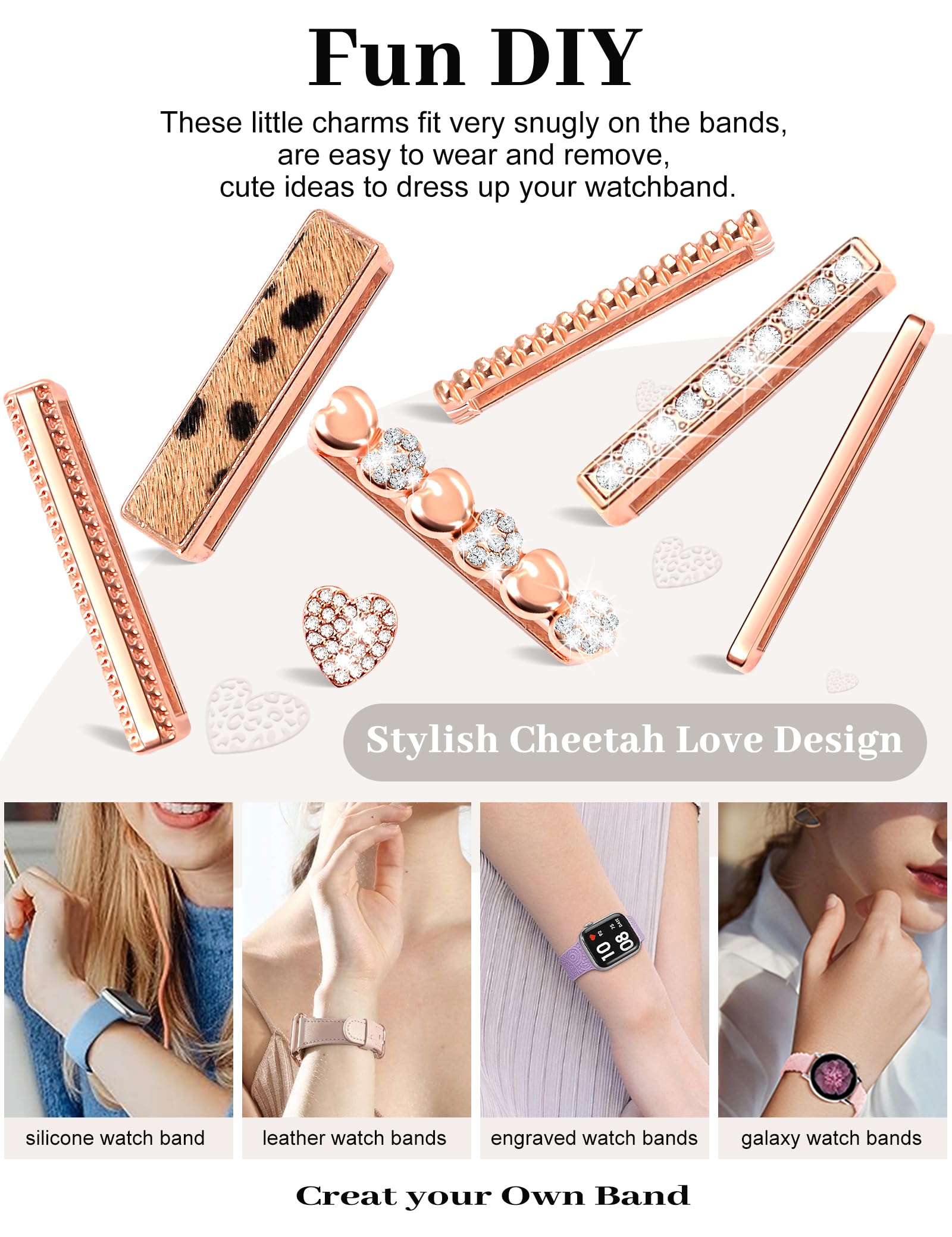 Jr.Dm Watch Band Charms With Decorative Bling Rings Loops, Compatible With Apple Watch 40Mm 38Mm 41Mm 42Mm 44Mm 45Mm Smart Watch