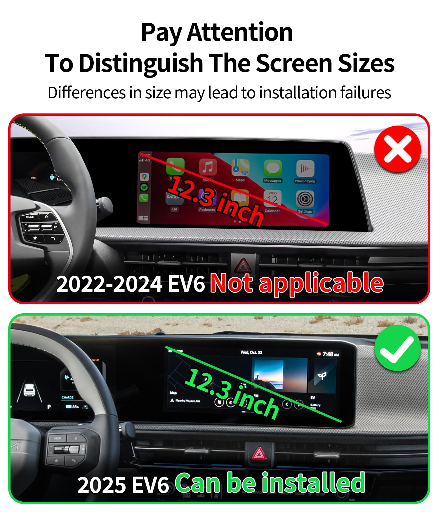 Maserweller Car Phone Holder For 2025 Kia Ev6 Accessories 12.3-Inch Screen Fixed Clip, 360 Rotation Phone Mount Compatible With