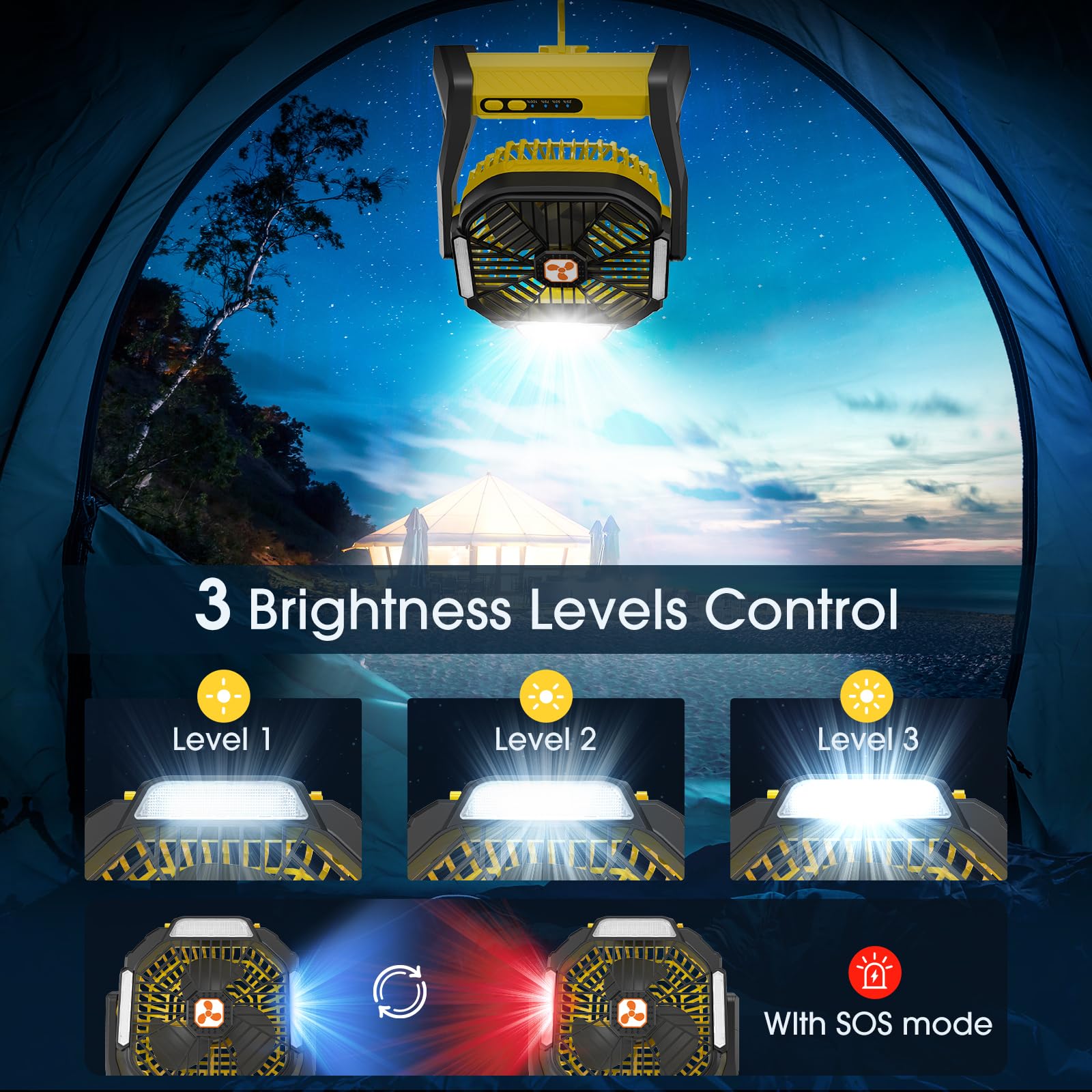 Portable Fan Rechargeable, 20000Mah Cordless Battery Powered Fan With Led Lantern, Usb C Battery Operated For Travel Bedroom Hom