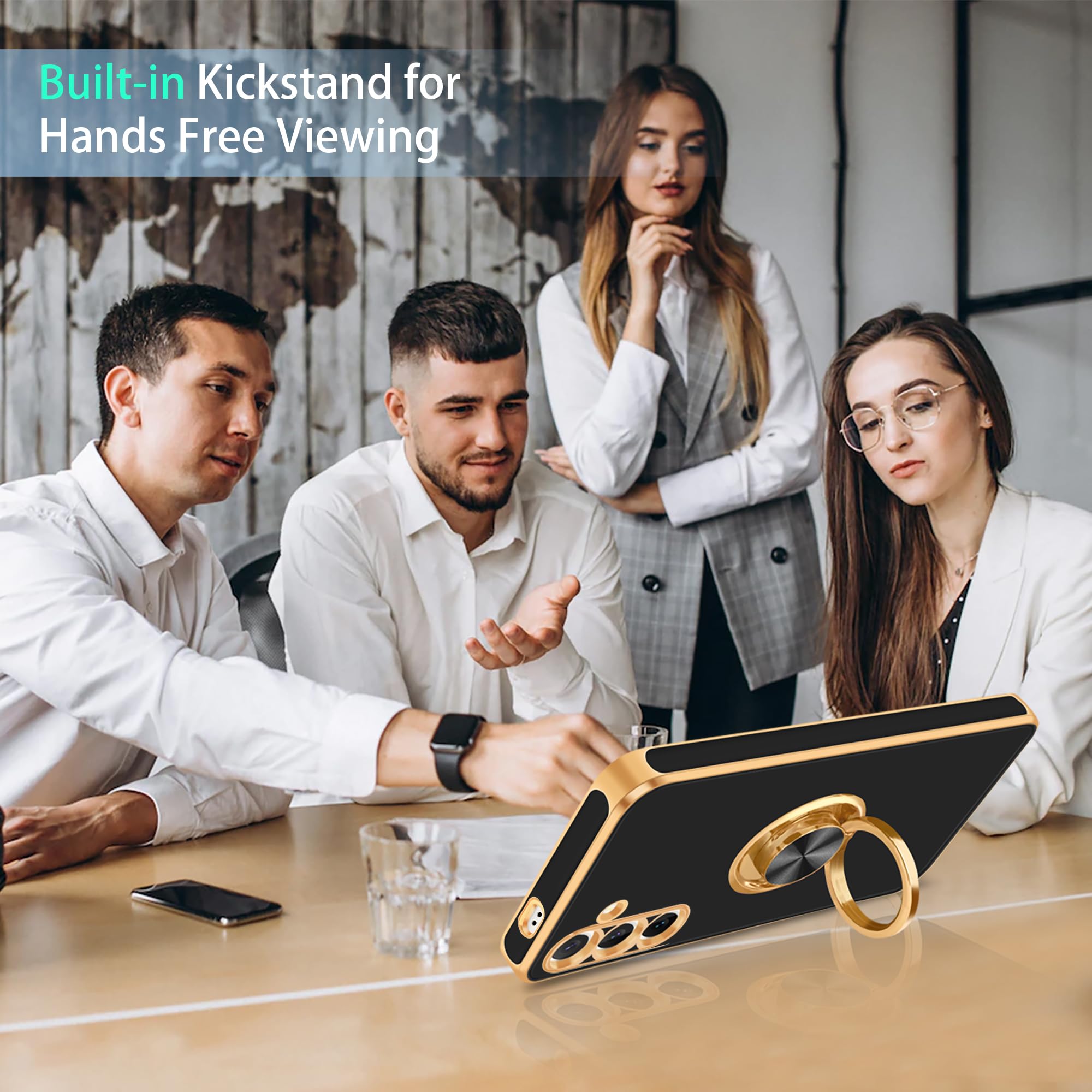 Fingic For Samsung Galaxy S24 Case [With 360 Ring Holder Stand] [Support Magnetic Car Mount]Kickstand Case For Women Girls Boys