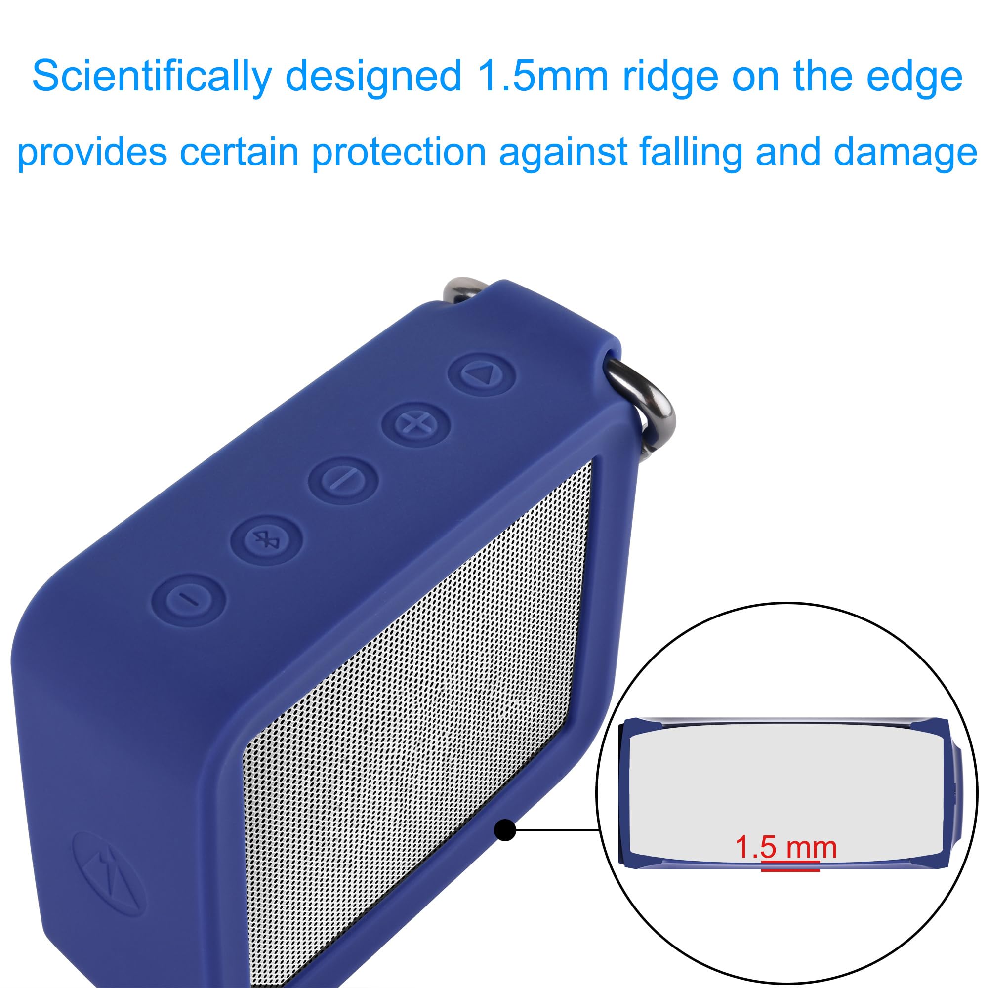 Txesign Travel Protective Silicone Stand Up Carrying Case Compatible With Jbl Go 2 Portable Waterproof Speaker (Blue)
