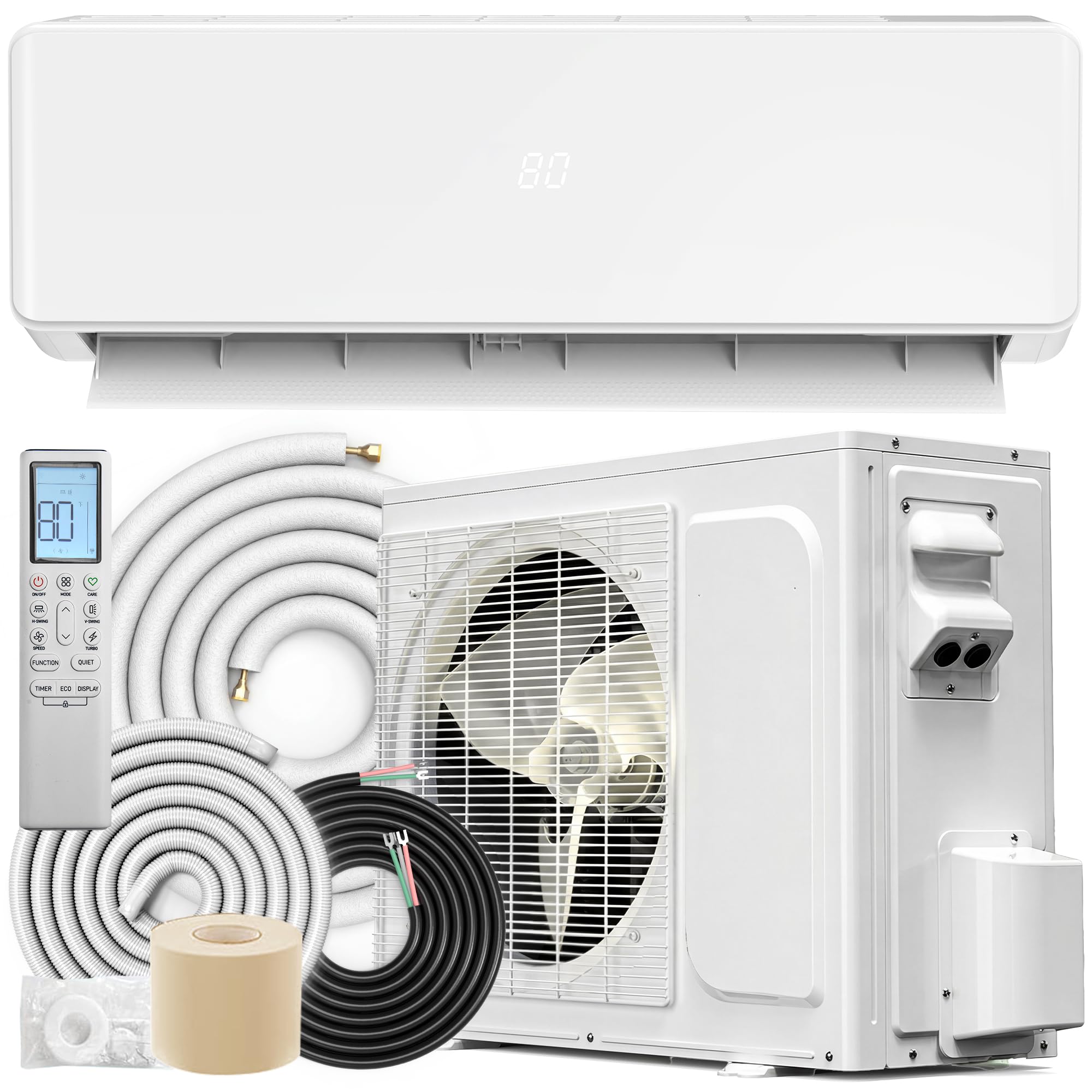 YITAHOME 20 SEER2 12000BTU Mini Split AC/Heating System 208-230V, Pre-charged Inverter AC Cool & Heat Up to 750 Sq. Ft, 3 Level 