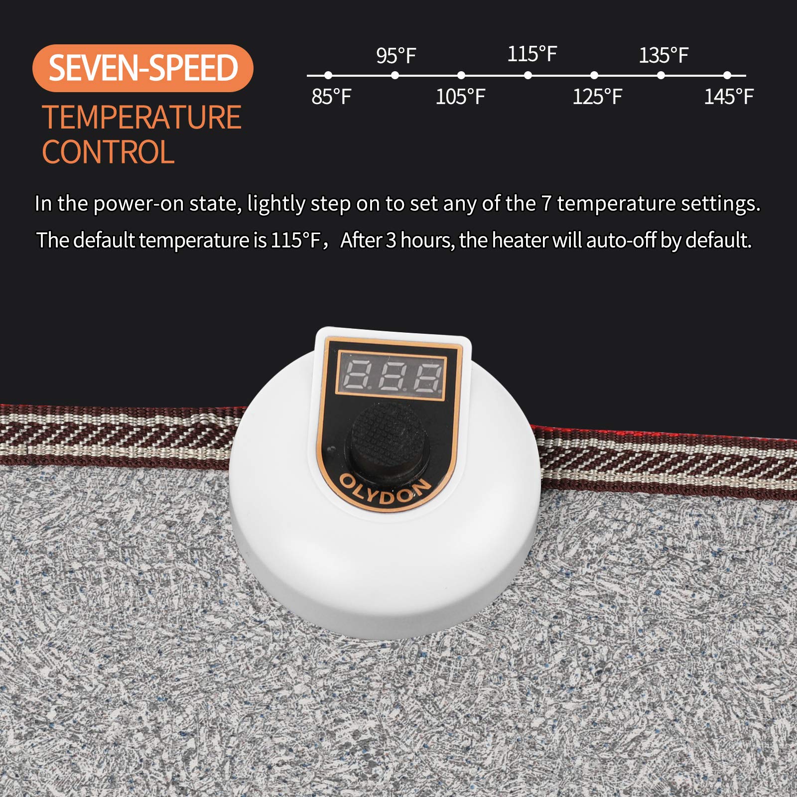 Electric Heated Floor Mats Under Desk, Heated Foot Warmer   110V Toes Warming Heater For Office And Home(Stone Grain)