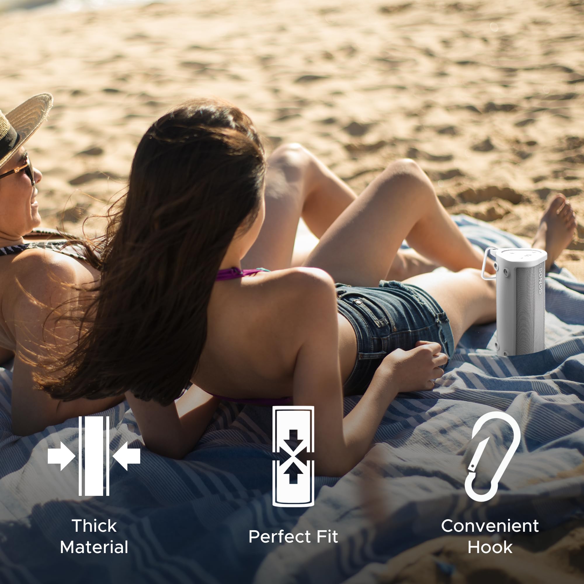 Heavy Duty Protective Silicone Carrying Case For Sonos Roam & Roam Sl | White | Protect Your Wireless Bluetooth Speaker Using Th