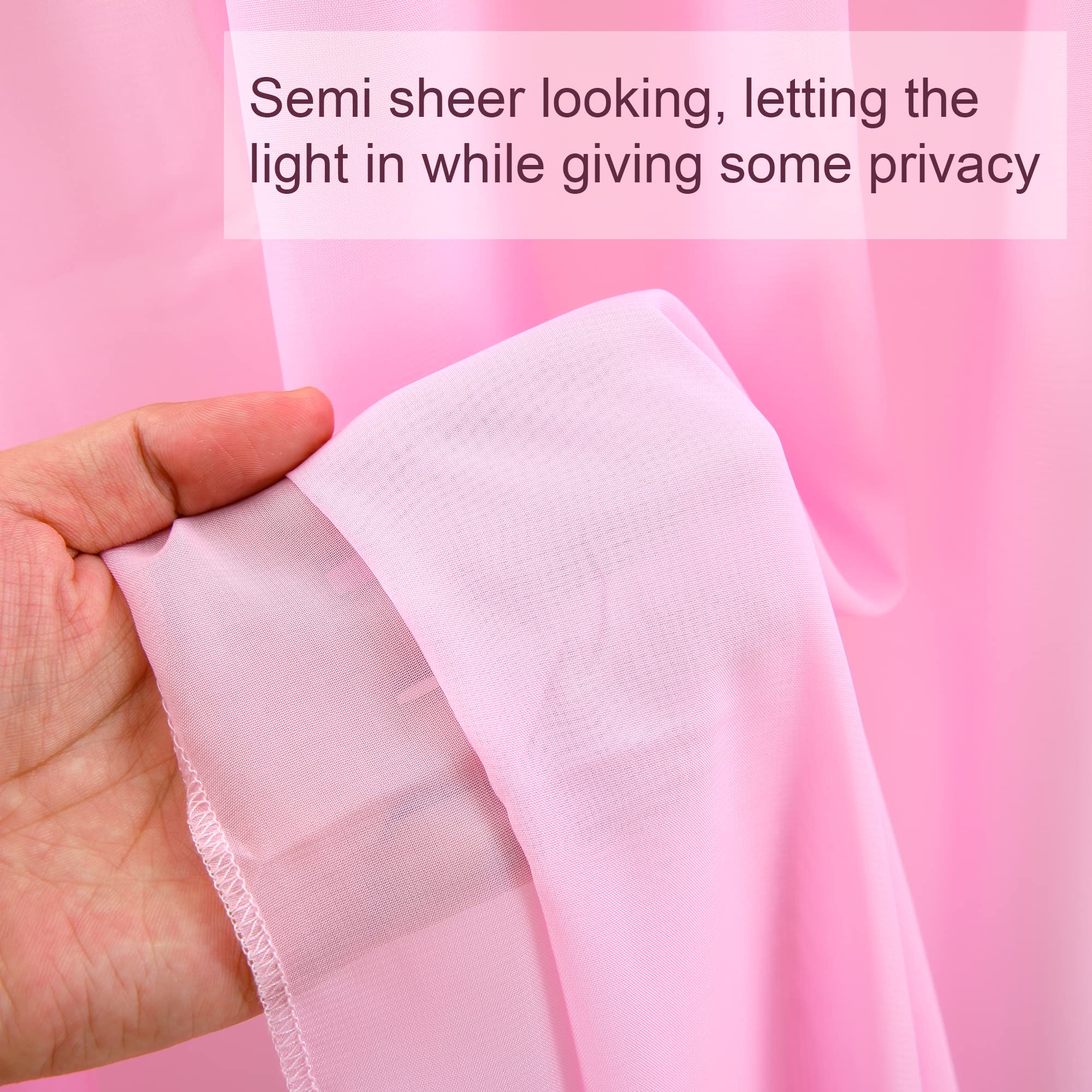 Wish Care 10Ft X 10Ft Pink Chiffon Sheer Backdrop Curtains, Wrinkle Free Draping Fabric Wedding Arch Drapes For Party Ceremony S