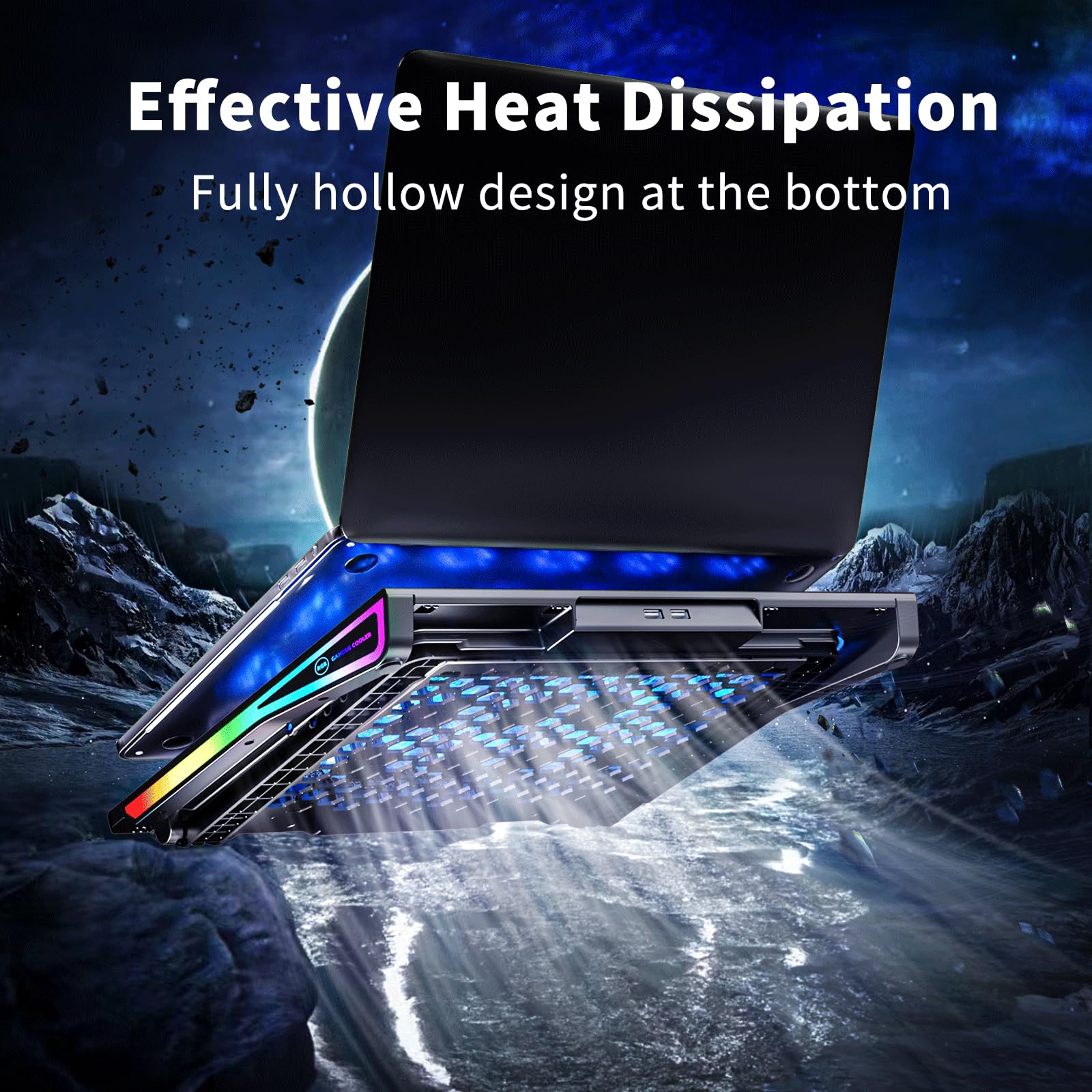 Aicheson Laptop Cooling Pad, 15 Fans, Rgb, For 15 18 Inch Laptops