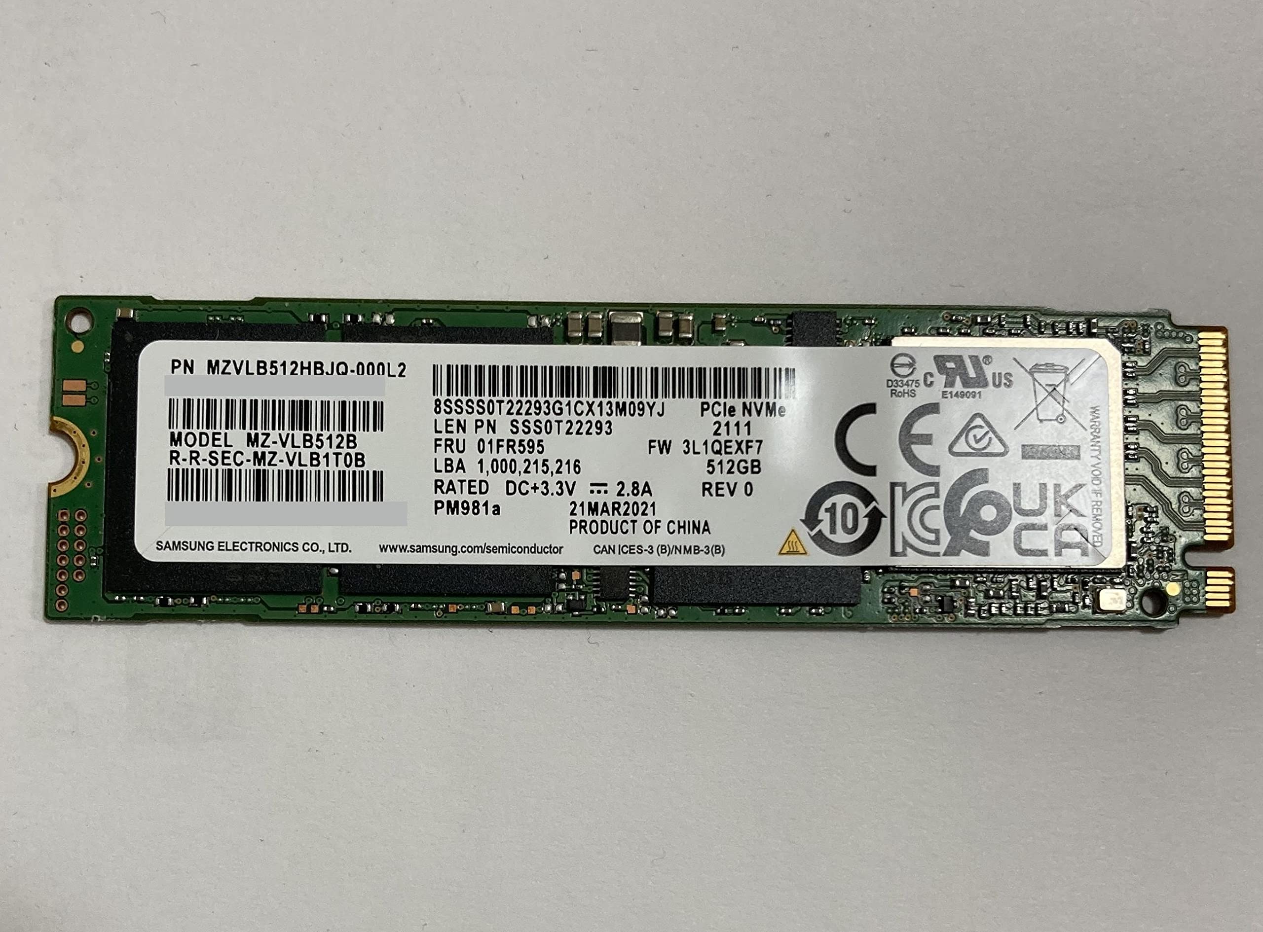 Mzvlb512Hbjq 000D7 Samsung 512Gb Pm981A Sed Encryption M2 M.2 2280 Pcie Ssd (New With Warranty), Mz Vlb512C 0Wd87X Wd87X, Pm981 