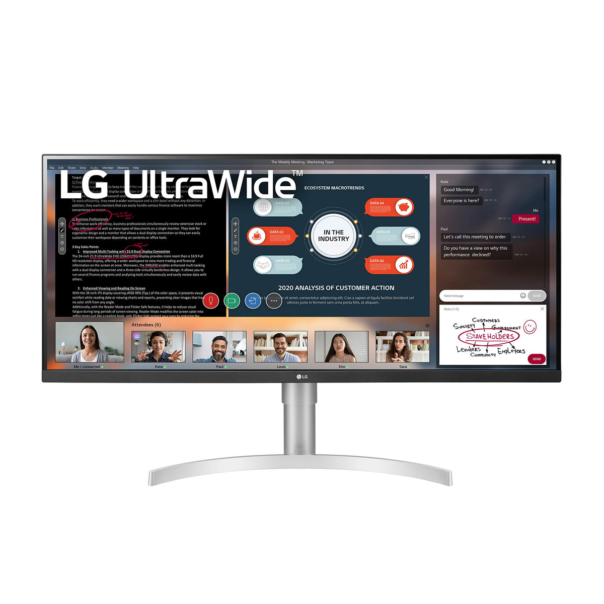 Lg 34Wn650 W Ultrawide Monitor 34'' 21:9 Fhd (2560 X 1080) Ips Display, Vesa Displayhdr 400, Amd Freesync, 3 Side Virtually Bord