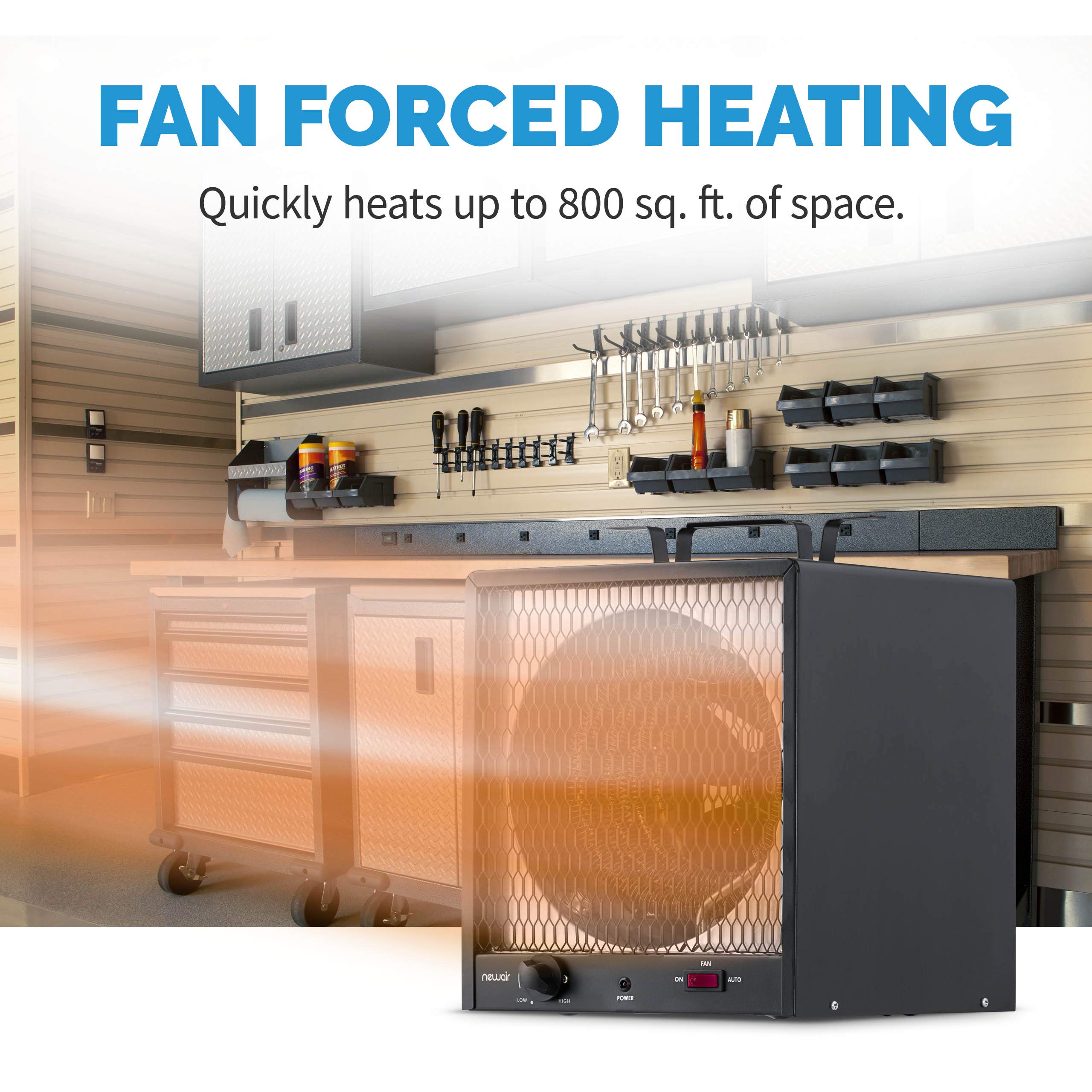 Newair Portable Heater (240V) Portable Electric Garage Heater Heats Up To 600 Sq. Ft. With 6 Foot Cord Wrap And Carrying Handle