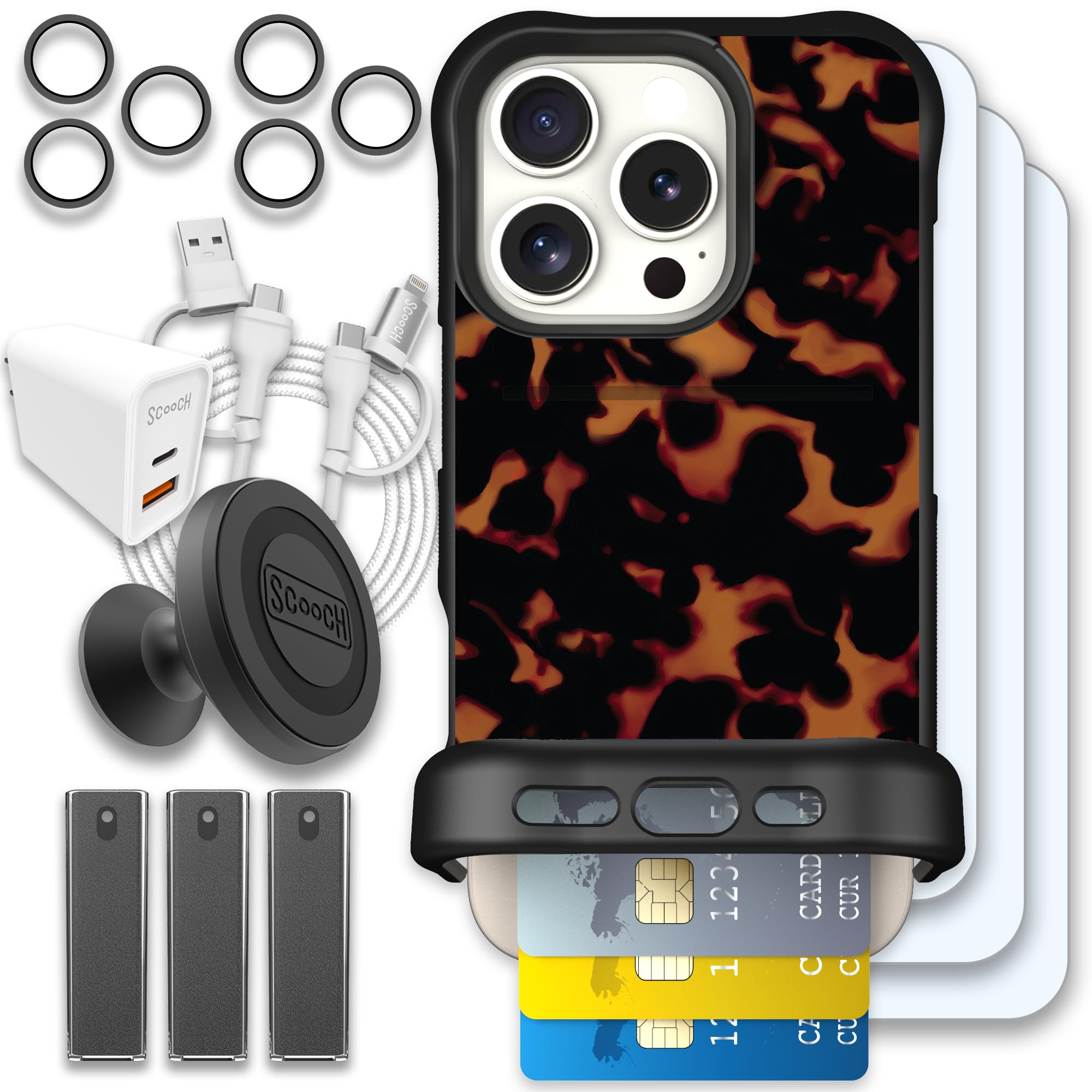 Scooch Wingmate for iPhone 16 Pro [Ultimate Bundle] with 3 Tempered Glass Screen Protectors, 2 Camera Lens Protectors, Wingmount