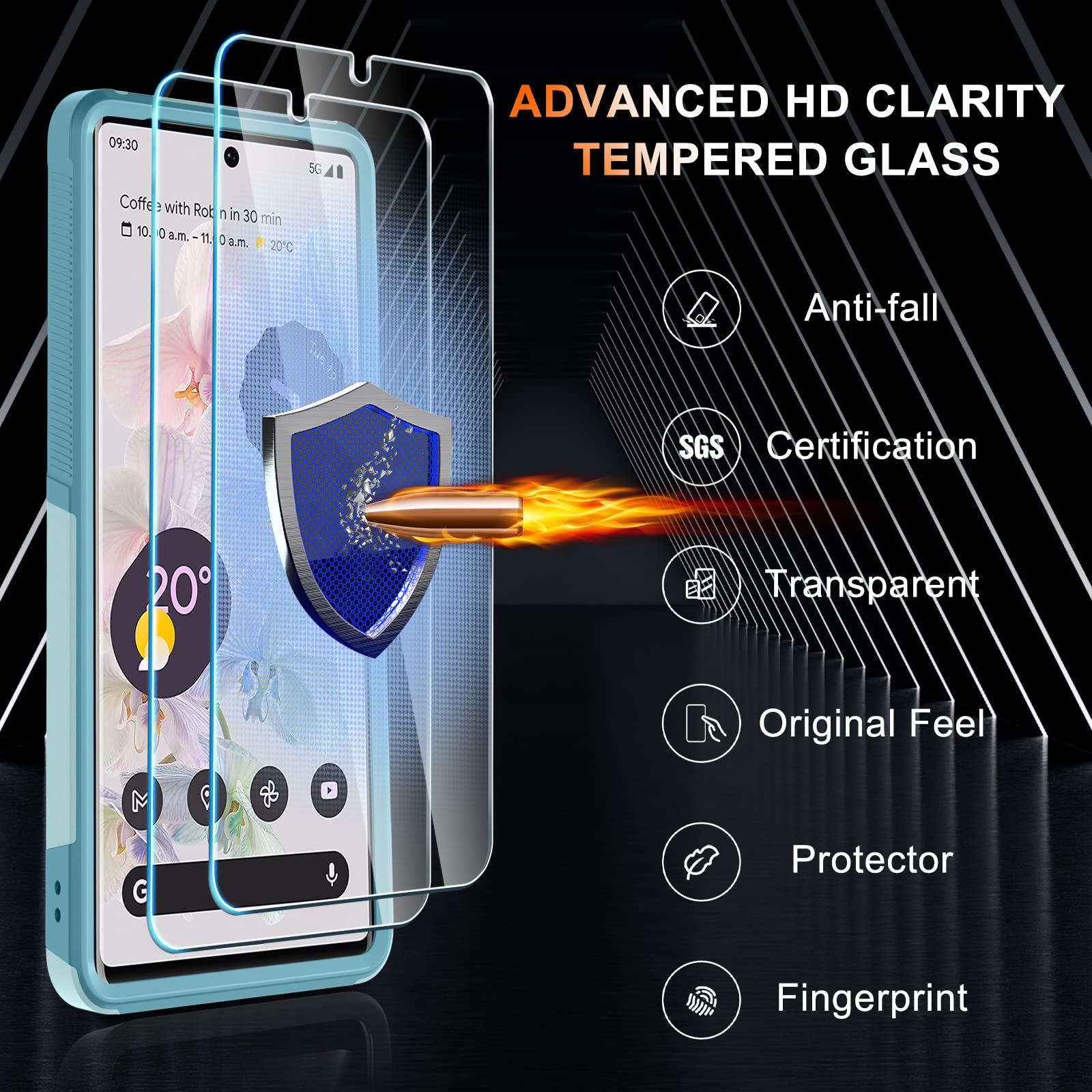 Janmitta For Google Pixel 7 Case With Screen Protector+Camera Lens Protector+Lanyard,Heavy Duty Shockproof Full Body Phone Cover