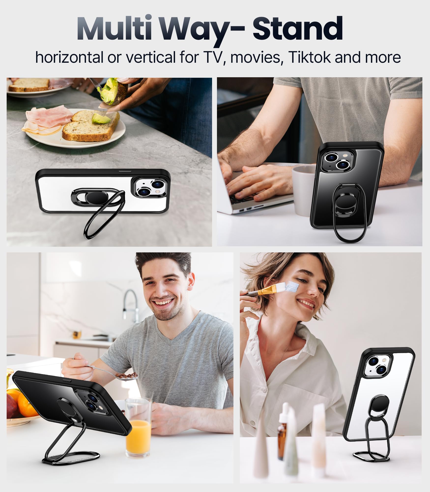 Shields Up For Iphone 15 Plus Case With Stand, Phone Case Clear With Double Ring Holder [Adjustable & Foldable] Shockproof Prote