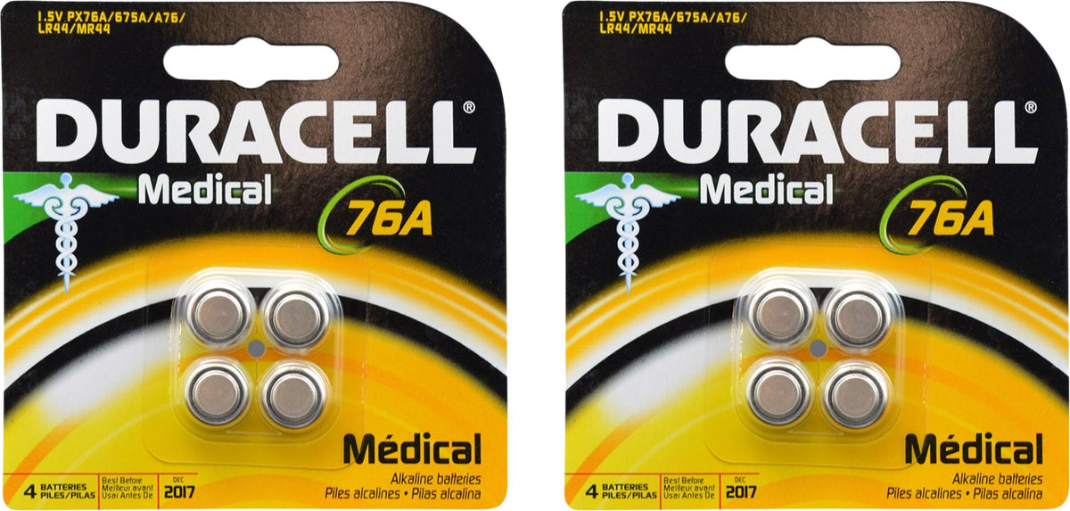 Duracell 76A Lr44 Duralock 1.5V Button Cell Battery, 8 Pack