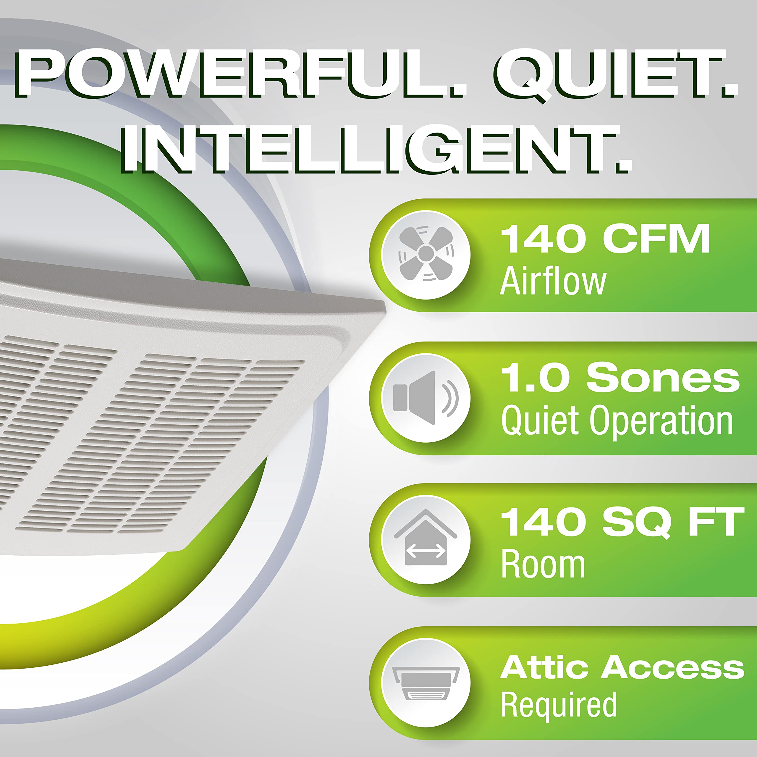 Homewerks Bathroom Vent Fan 7136-02HW, 140 CFM, Humidity Sensor, Whisper Quiet, Energy Star Rated