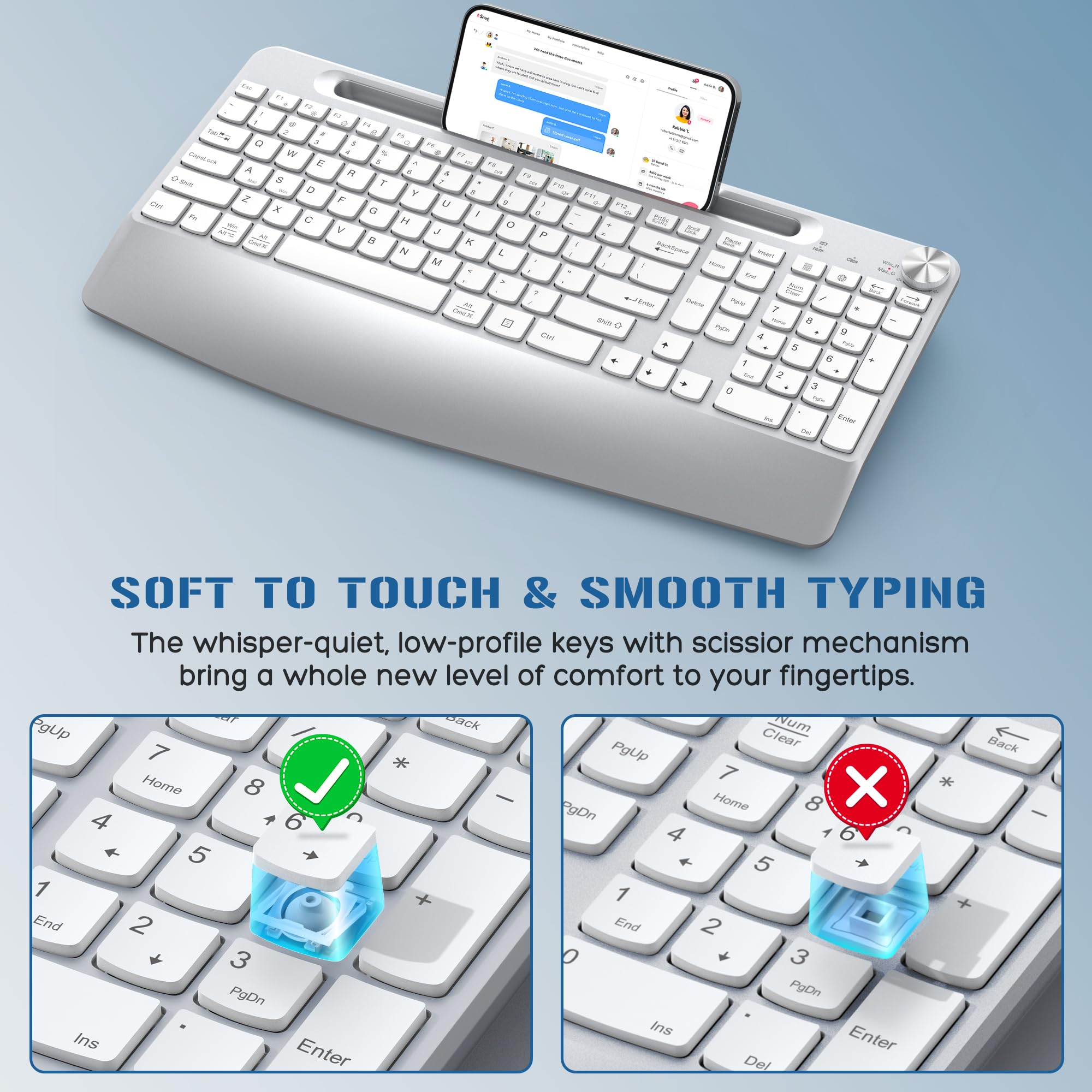 Joyaccess Ergonomic Wireless Keyboard And Mouse, Full Sized Ergonomic Keyboard With Wrist Rest, Wireless Keyboard And Mouse Comb