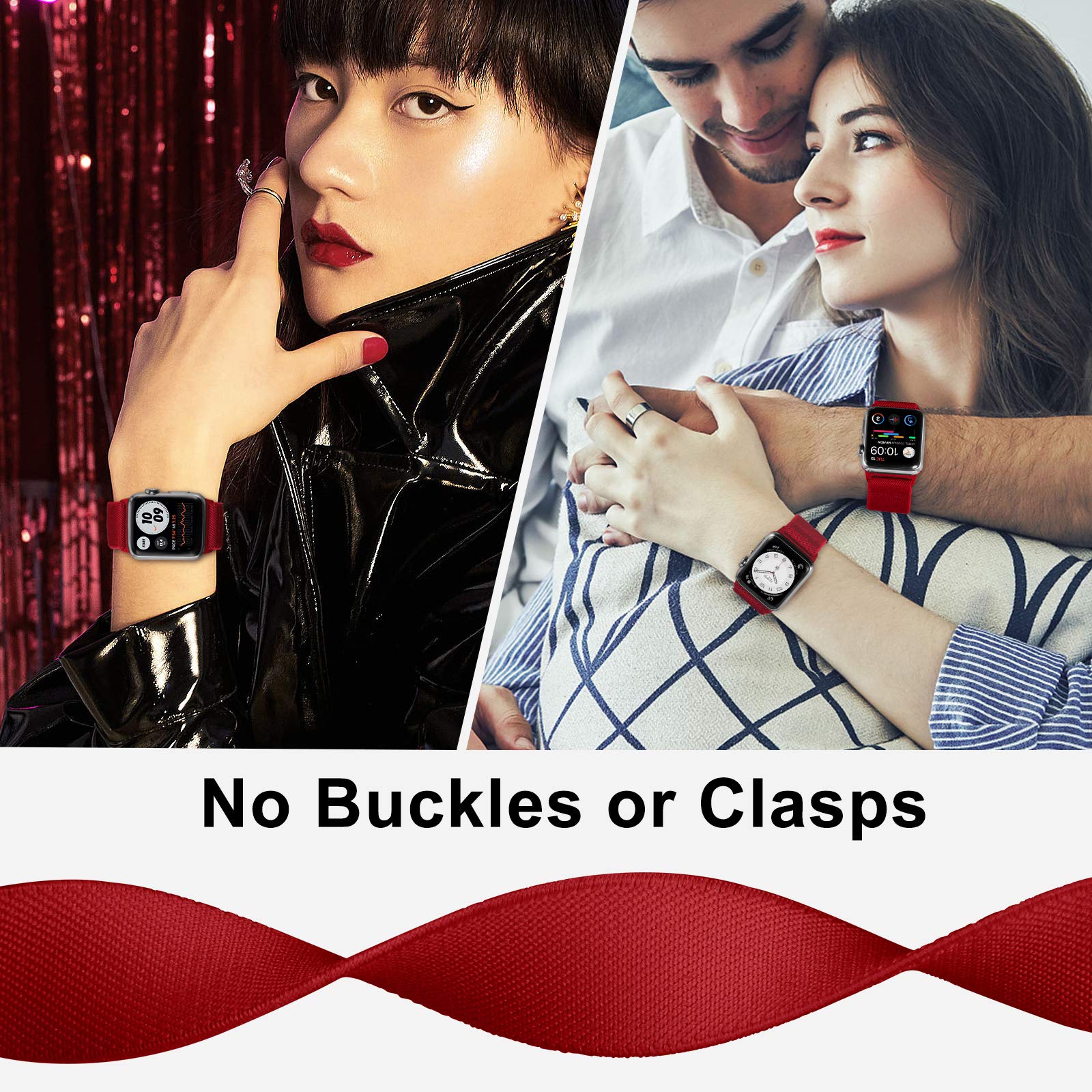 Enjiner Stretchy Nylon Solo Loop Bands Compatible With Apple Watch 38Mm 40Mm 42Mm 44Mm Iwatch Series 6 Se 5 4 3 2 1 Strap, Sport