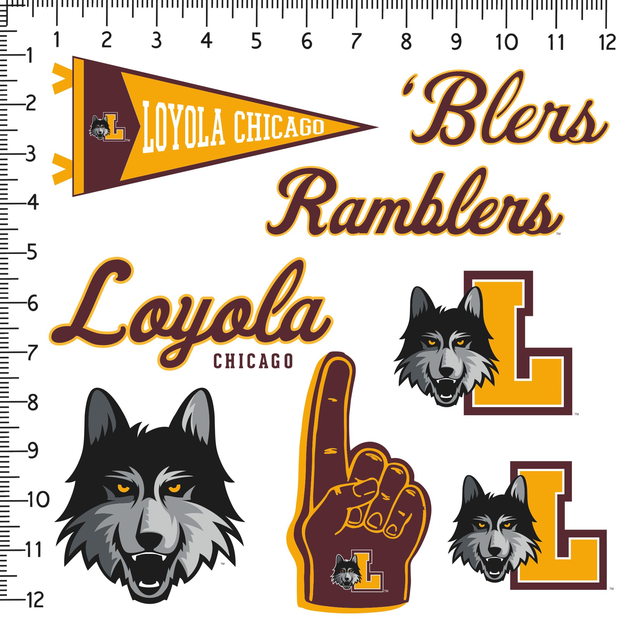 Loyola University Chicago 8Ct Vinyl Large Deluxe Stickers Variety Pack   Laptop, Water Bottle, Scrapbooking, Tablet, Skateboard,