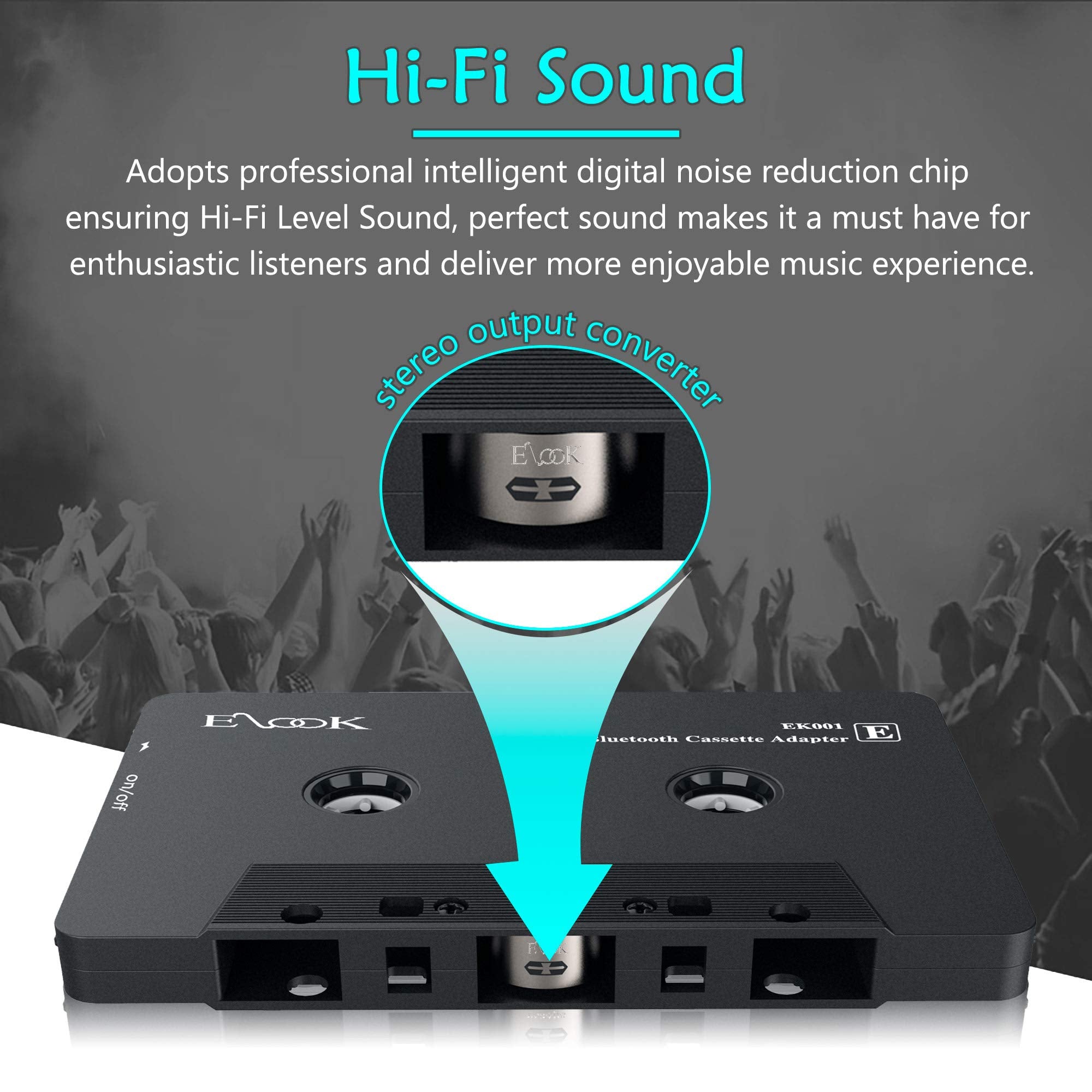 Elook Car Audio Receiver, Bluetooth Cassette Receiver Tape Aux Adapter Player With Bluetooth 5.0