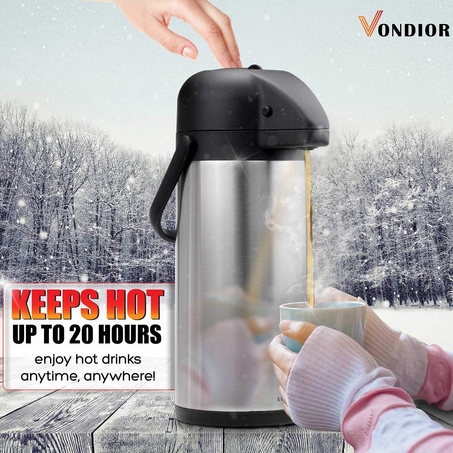 Airpot Coffee Dispenser With Pump   102 Oz Insulated Stainless Steel Coffee Carafe   Thermal Beverage Dispenser   Thermos Urn Fo