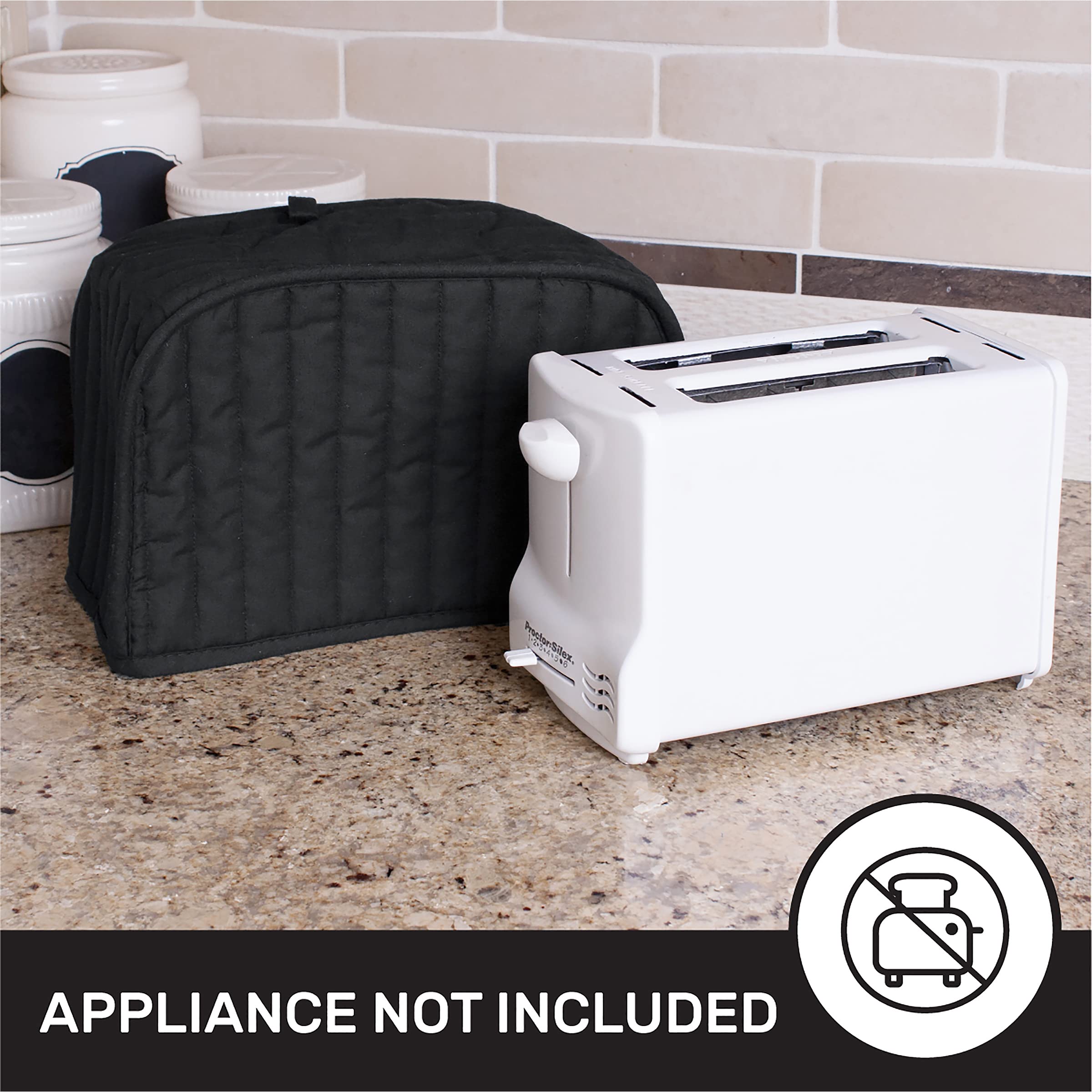 Ritz Premium Universal Two Slice Toaster Cover, 11.25' X 5.75' X 7', Polyester And Cotton Quilted, Fingerprint Protector, Super Soft Appliance Cover And Dust Cover, Black