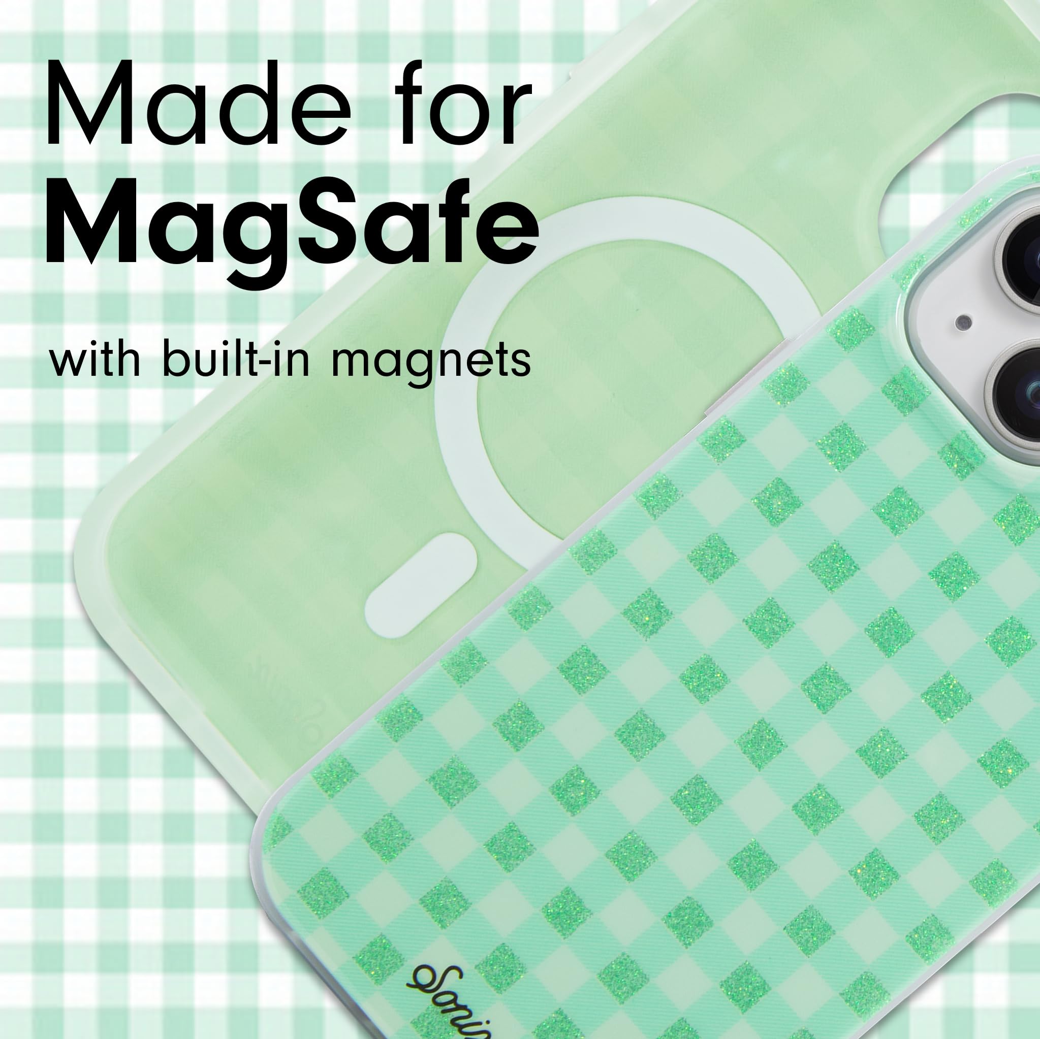 Sonix Case For Iphone 15 Plus, Iphone 14 Plus | Compatible With Magsafe | 10Ft Drop Tested | Minty Gingham