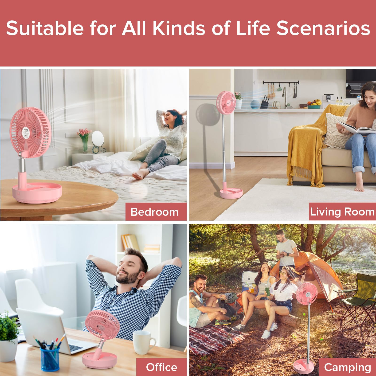 Belife X8 Portable Fan, 7200Mah Battery Powered Rechargeable, Oscillating Usb Desk Floor Fan With Remote, Foldable Telescopic Fa