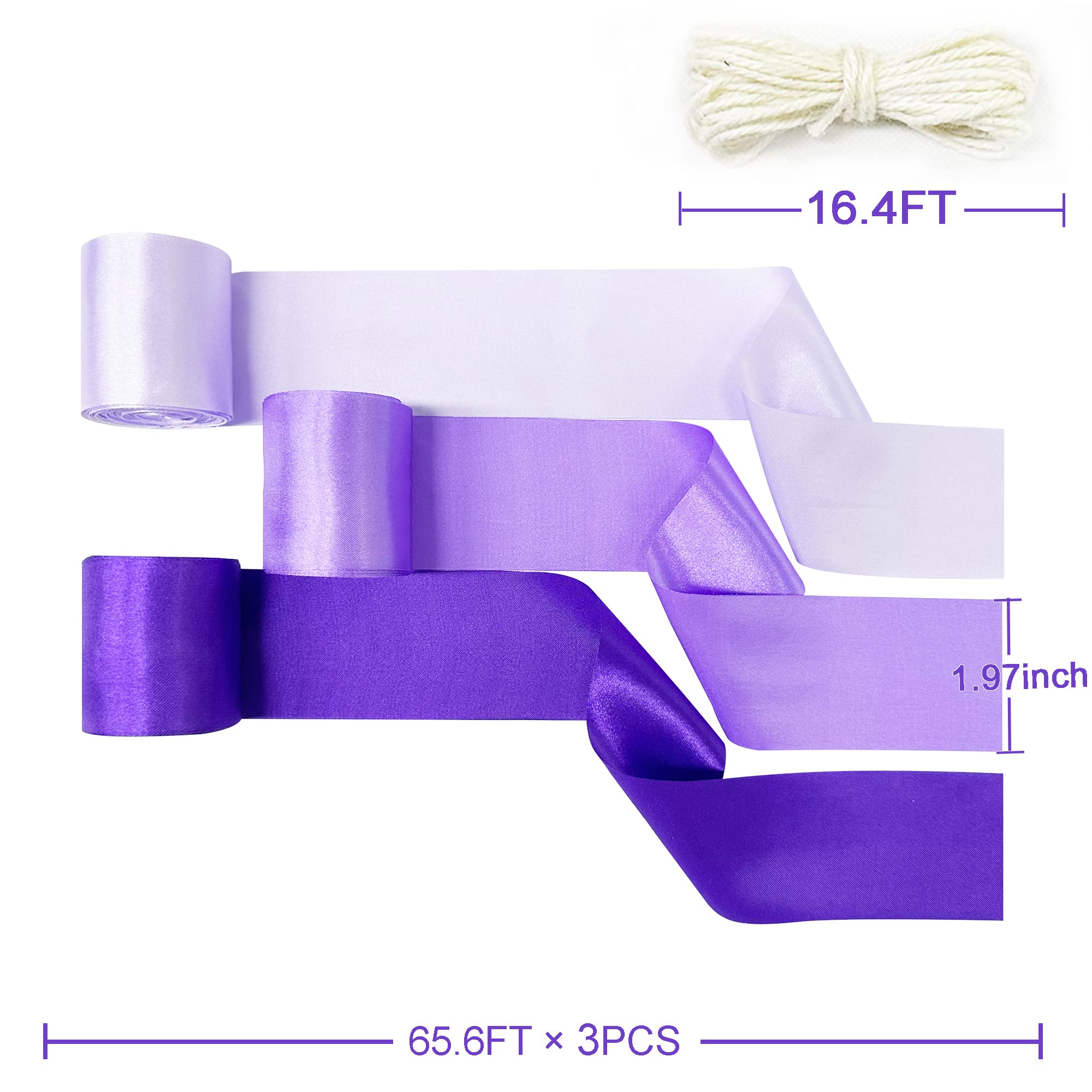 Purple Party Decoration Lavender Streamer Backdrop 197 Ft  1.97'' Wide Satin Ribbon Lilac Fringe Hanging Garland For Wedding Bri