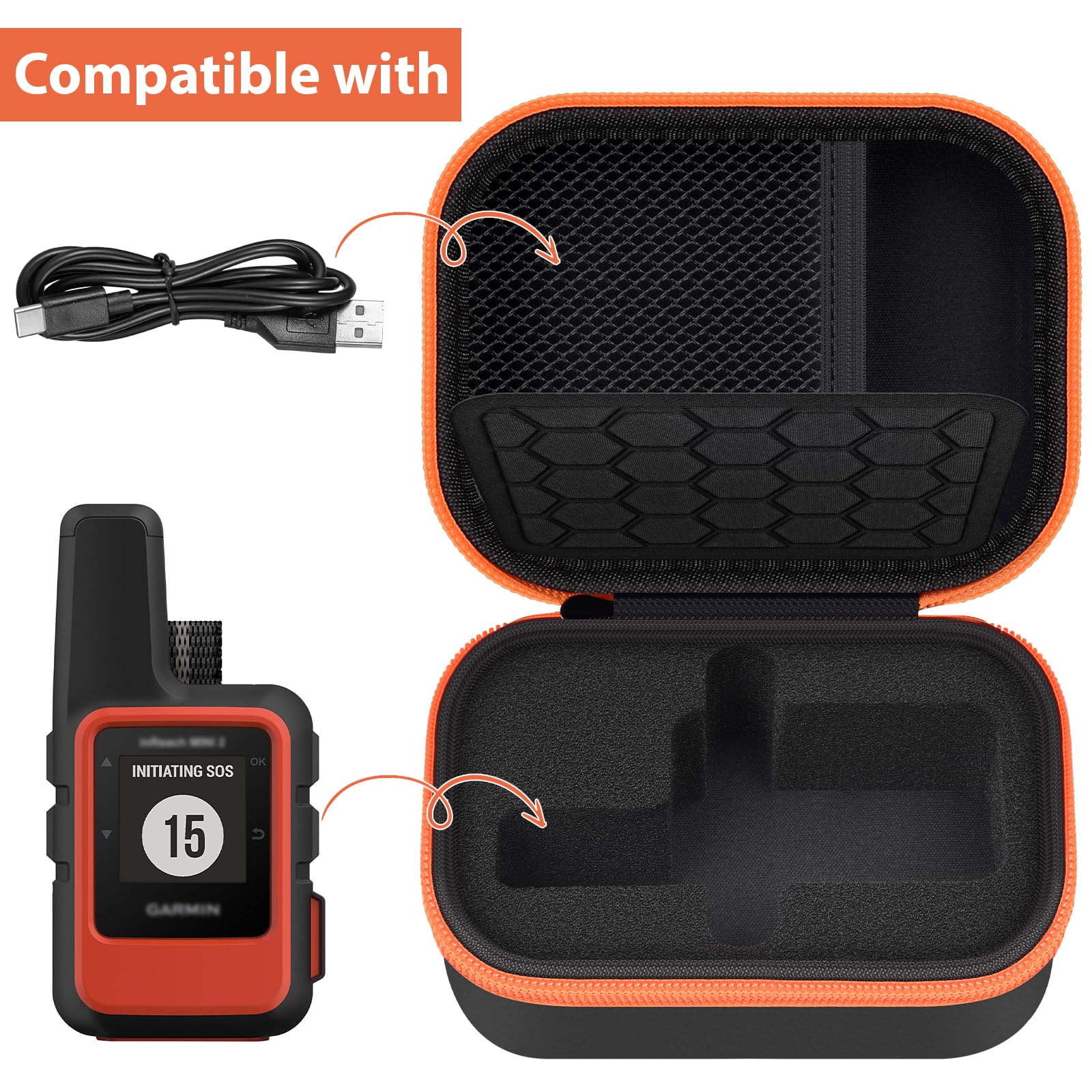 Againmore Hard Case Compatible With Garmin Inreach Mini 2/010 01879 00 Inreach Mini, Portable Satellite Communicator Storage Bag