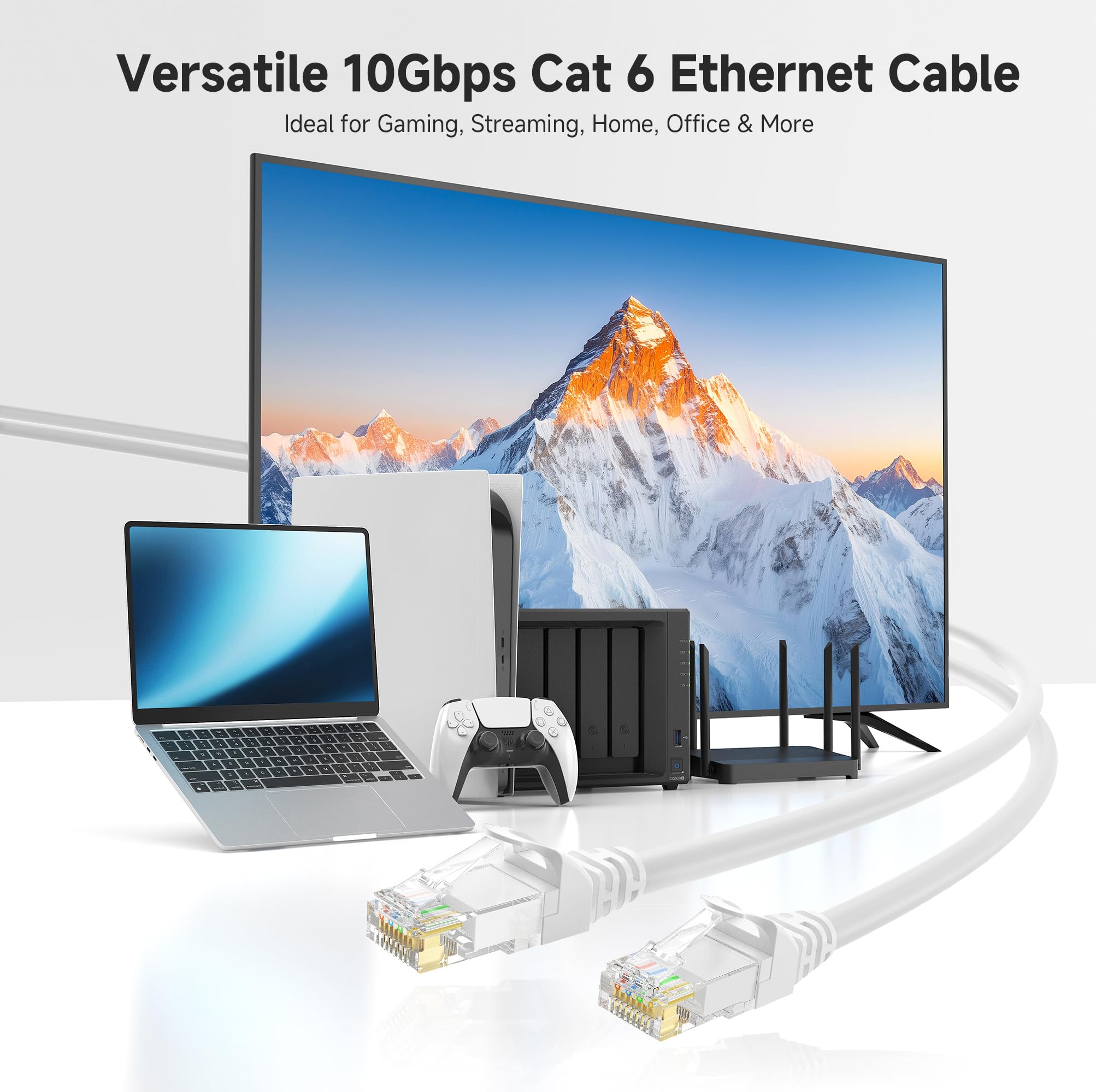 Cable Matters 10Gbps Snagless Cat 6 Ethernet Cable   9Ft, Cat 6 Cable, Cat6 Cord, Ethernet Cord, White