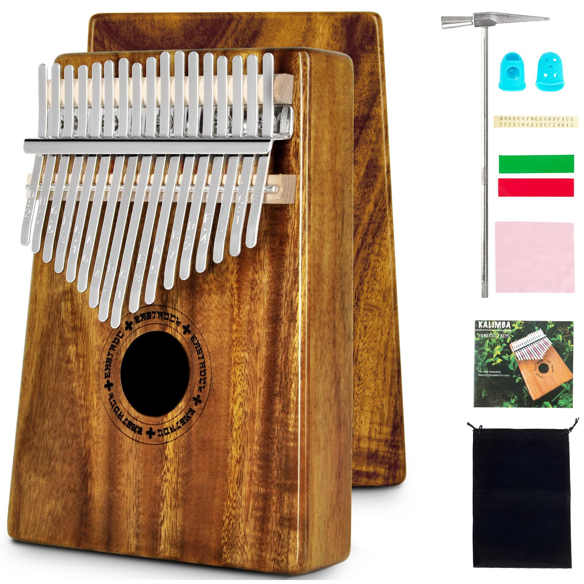Eastrock Kalimba Thumb Piano 17 Keys Portable Mbira Finger Piano With Study Instruction And Tune Hammer Kalimba Gifts For Kids A