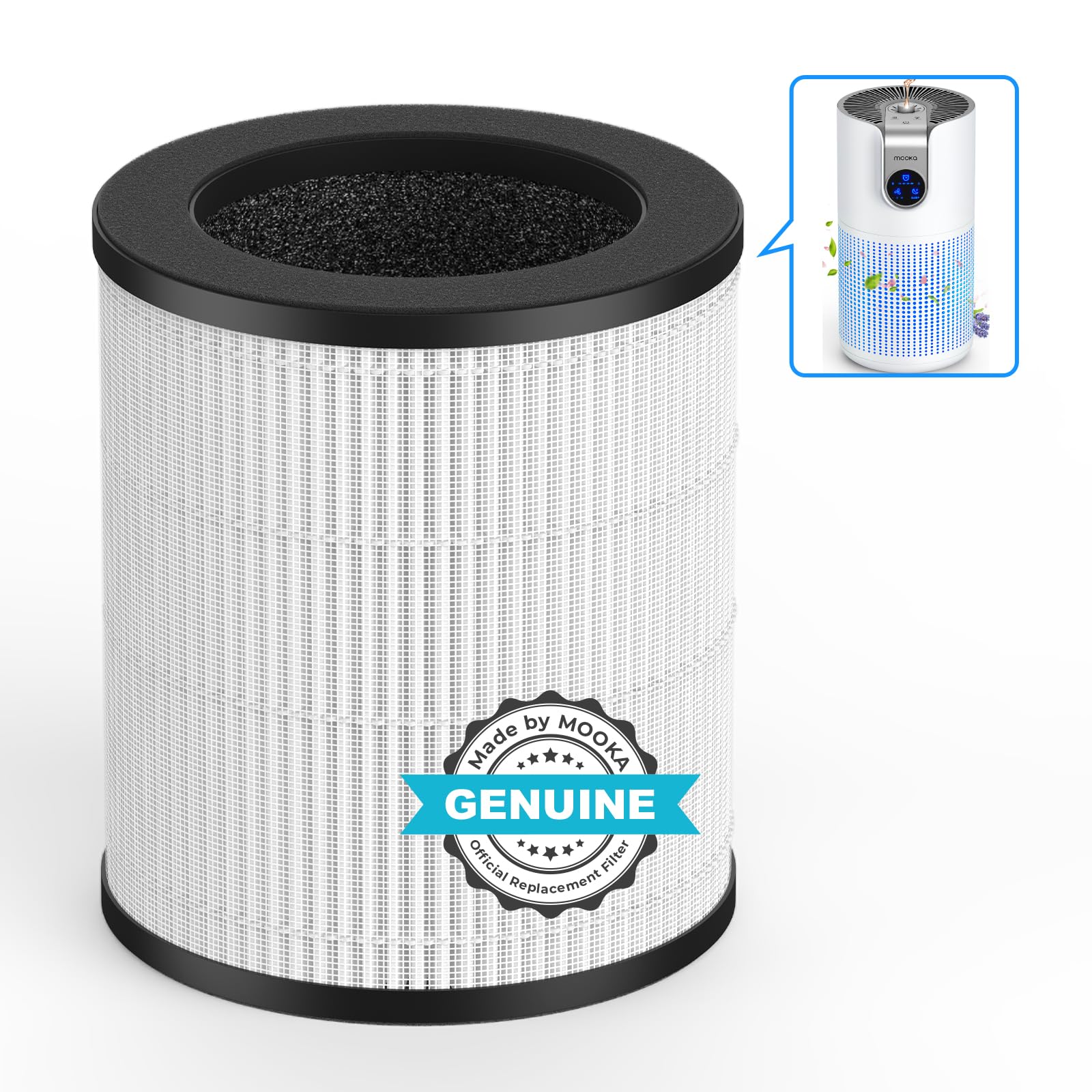 Mooka Official Certified H13 True Hepa Replacement Filter Compatible With M03 Air Purifier