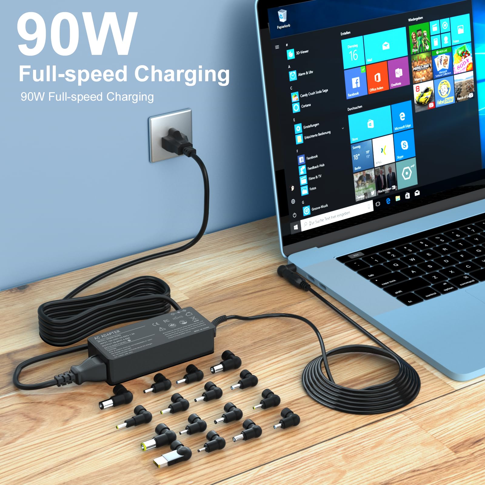 90W 16Tips Universal Laptop Charger   Fit For Hp Dell Acer Asus Lenovo Samsung Lg Ibm Google Toshiba Sony Fujitsu Macbook Pro Ga