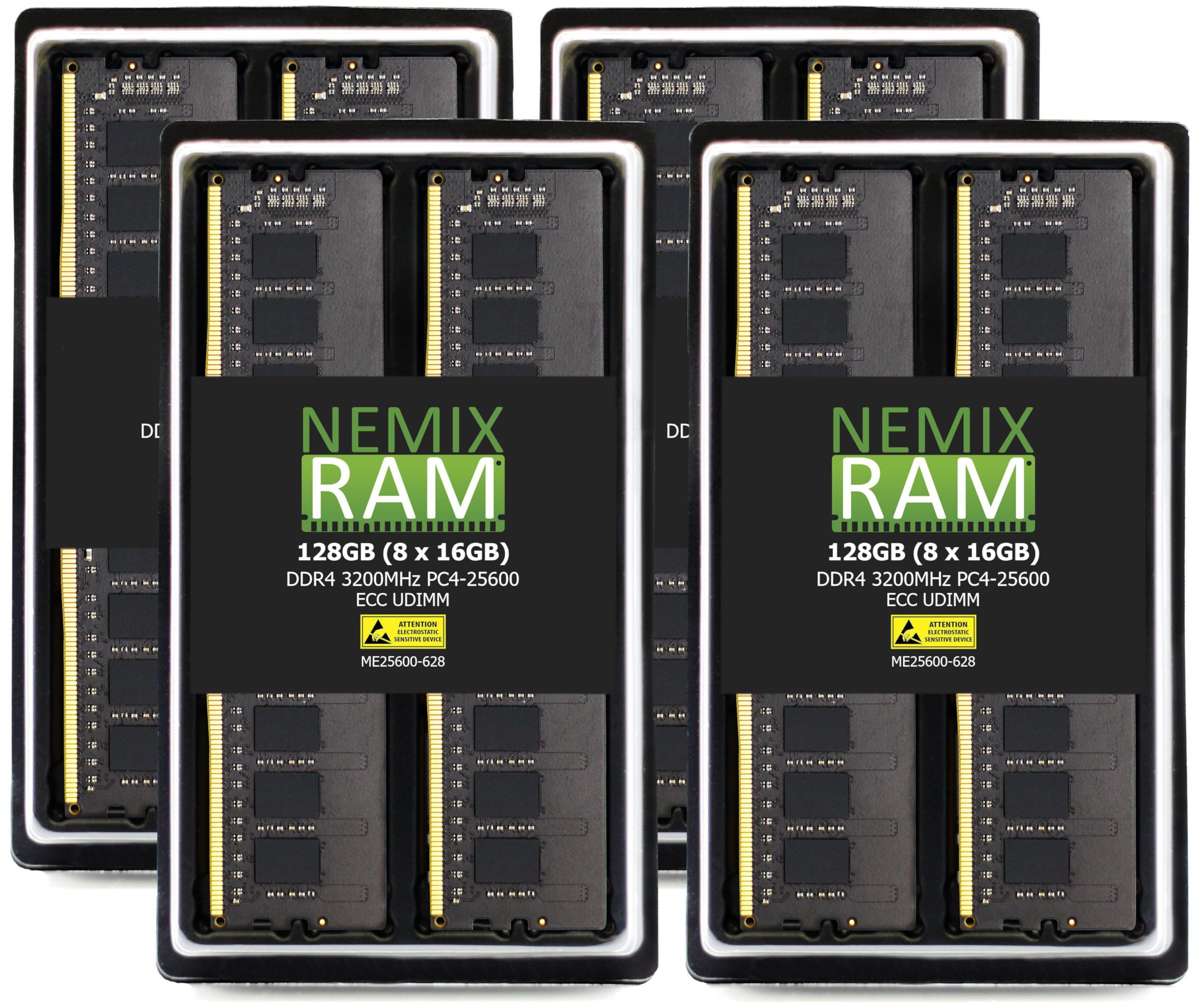 Nemix Ram 128Gb (8X16Gb) Ddr4 3200Mhz Pc4 25600 2Rx8 1.2V 288 Pin Ecc Unbuffered Udimm Kit