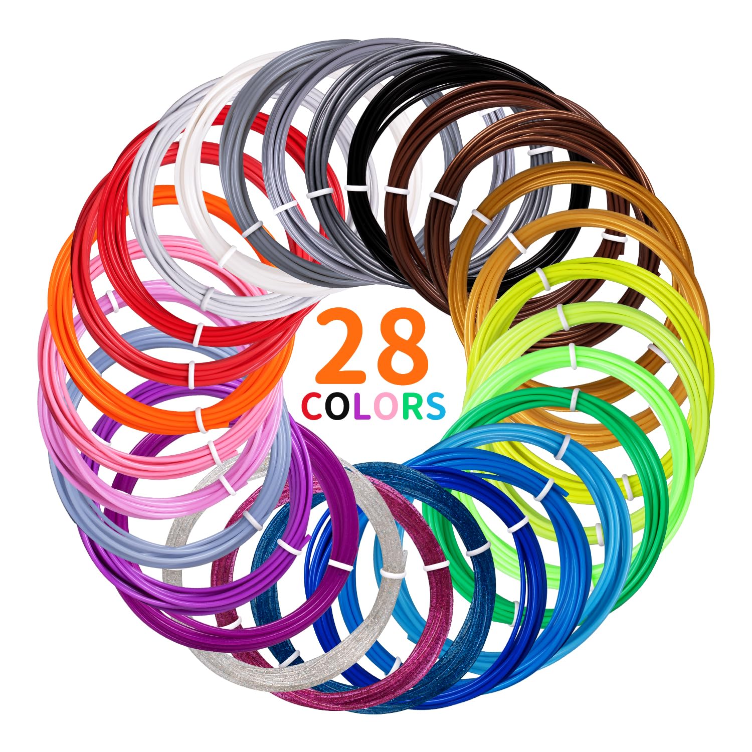 Kretrum 3D Pen Filament Refills 28 Colors 1.75Mm Pla 3D Printing Pen Filament Refills Compatible With Mynt3D Scrib3D Pika3D 3D P