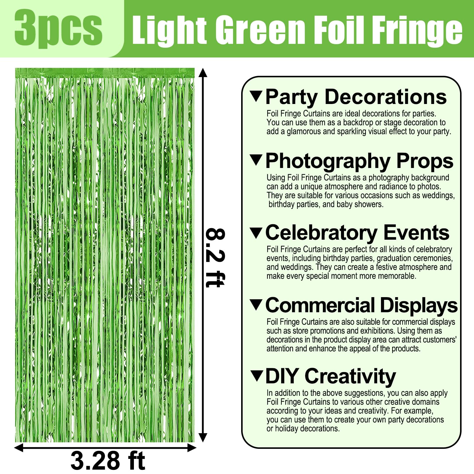 3 Pack Light Purple Foil Fringe Curtain Backdrop, 3.28Ft X 8.2Ft Metallic Tinsel Foil Fringe Streamer Curtains For Photo Booth,