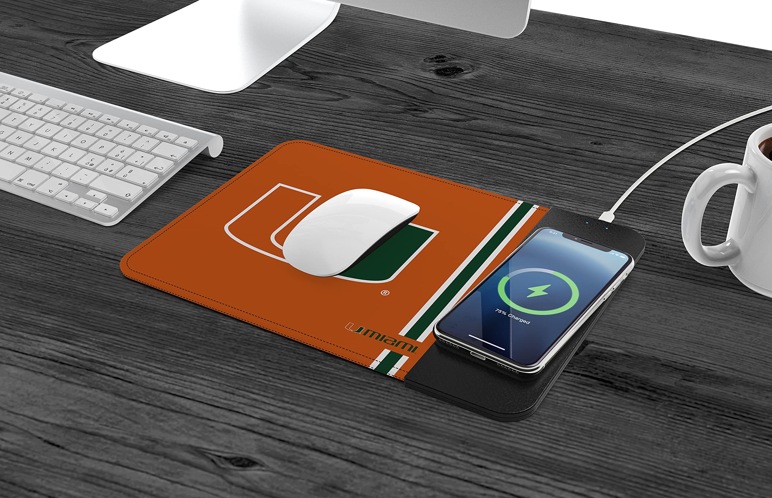 Soar Ncaa Wireless Charging Mouse Pad, Miami Hurricanes