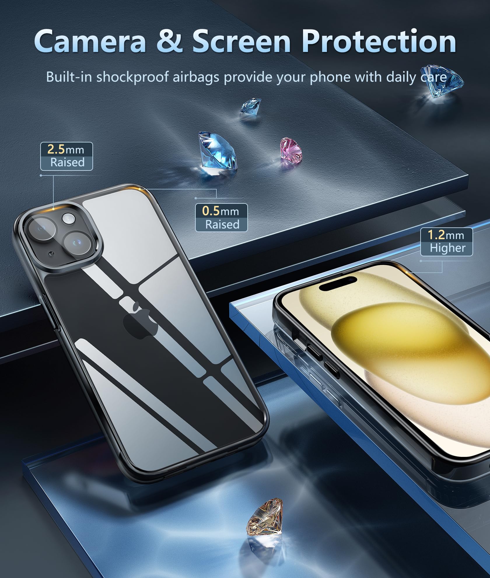 Fntcase For Iphone 15 Plus Case: [Anti Yellowing] [Military Grade Drop Protection] Anti Scratch Shockproof Slim Fit Protective B