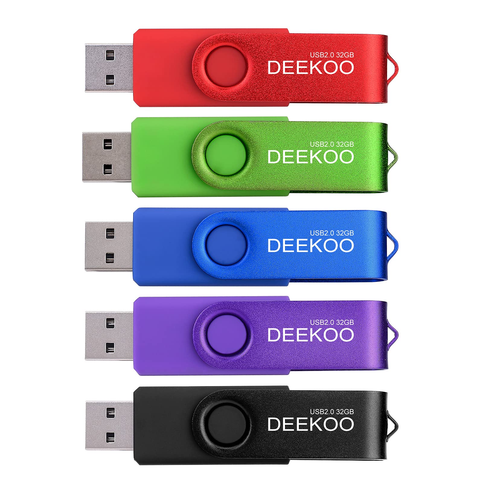 Deekoo Flash Drive 32Gb Thumb Drives Memory Sticks Jump Drive 5Pack 32Gb Usb 2.0 Flash Drives Mixed Colors: Red Blue Black Purple Green