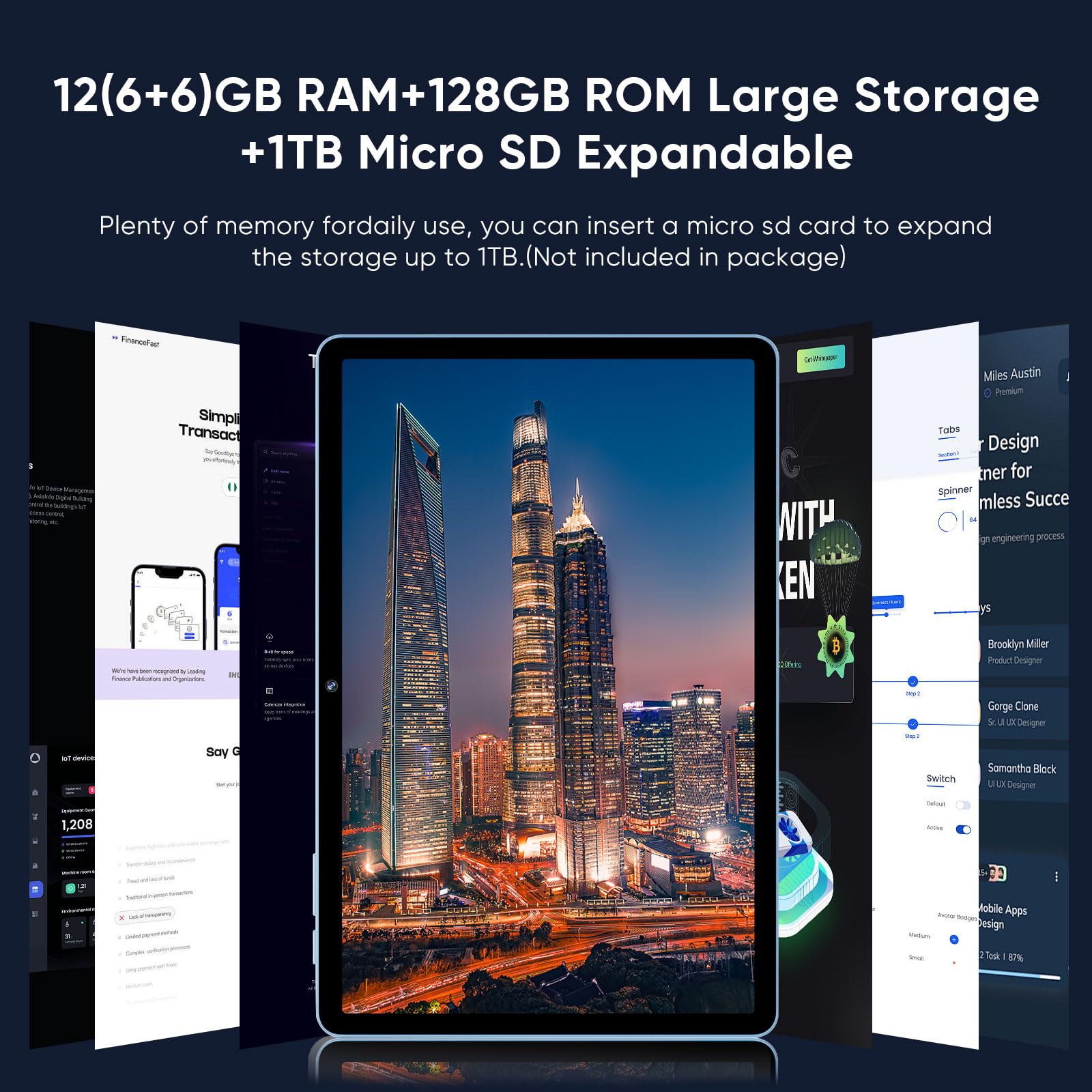 Android 14 Tablet,11 Inch Tablets With Octa Core Processor, 12Gb Ram + 128Gb Rom 1Tb Expand, Widevine L1, 8000Mah Battery, 2.4/5