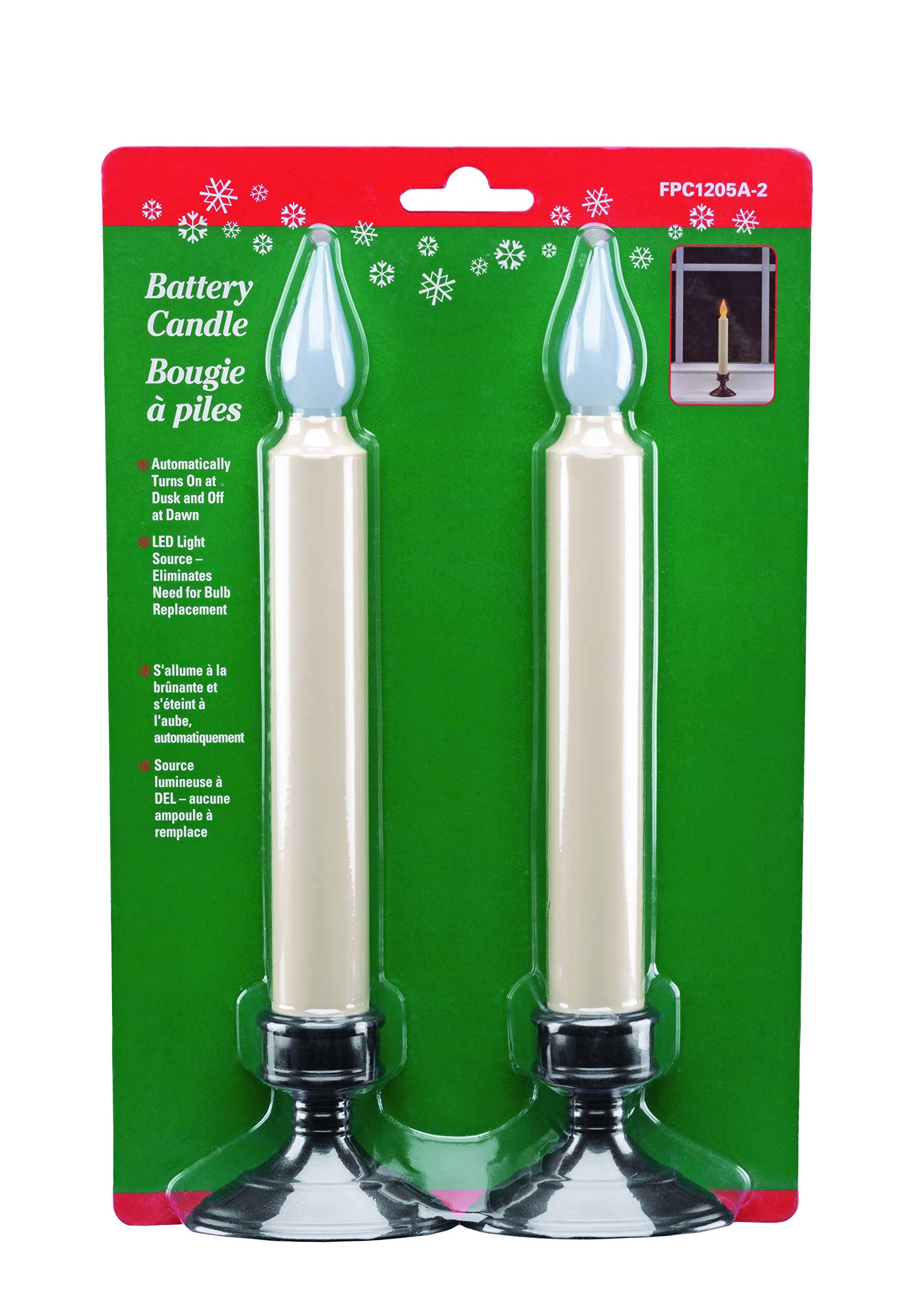 Xodus Innovations Fpc1205A 2 Battery Operated Led Window Candle, Dusk To Dawn Light Sensor, Aged Bronze Plastic Base, Amber Flic