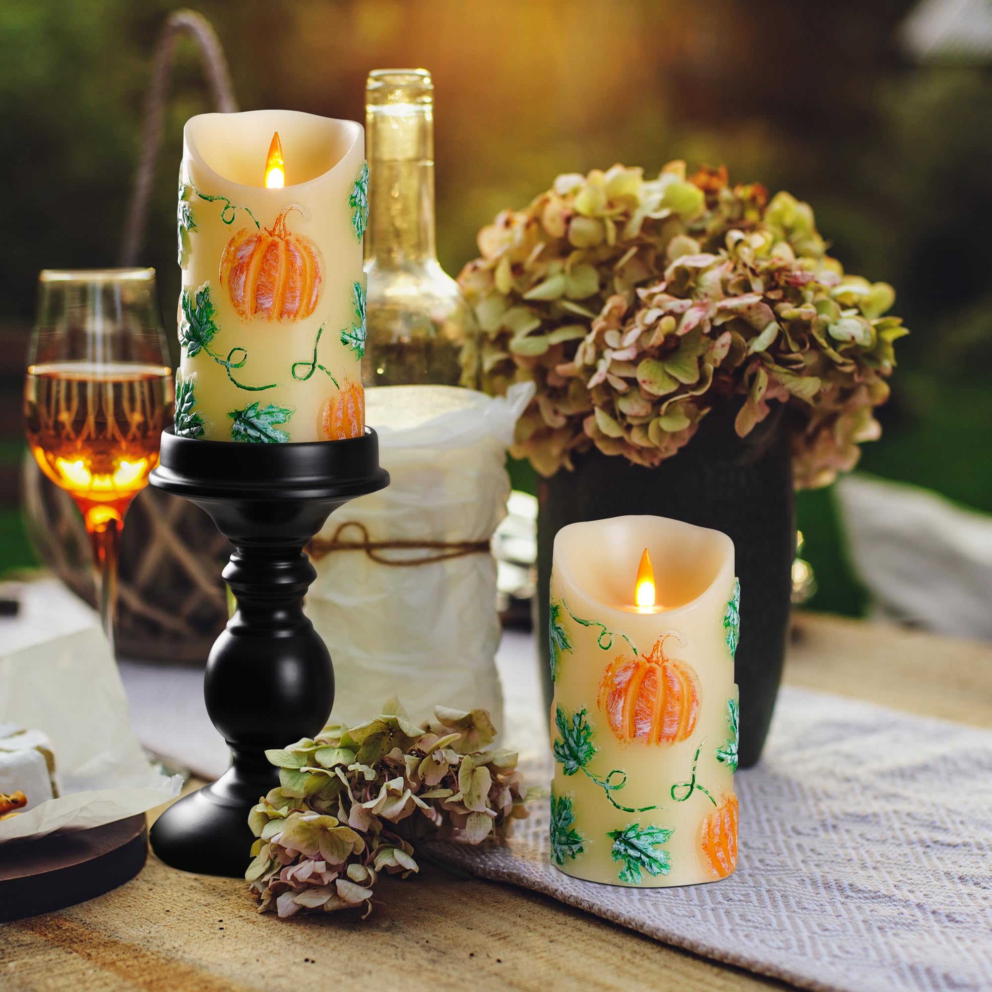 Qqfctoo Halloween Pumpkin Flameless Led Candle - Realistic Flickering Flame - Battery Making Candle With Remote Control Timer -