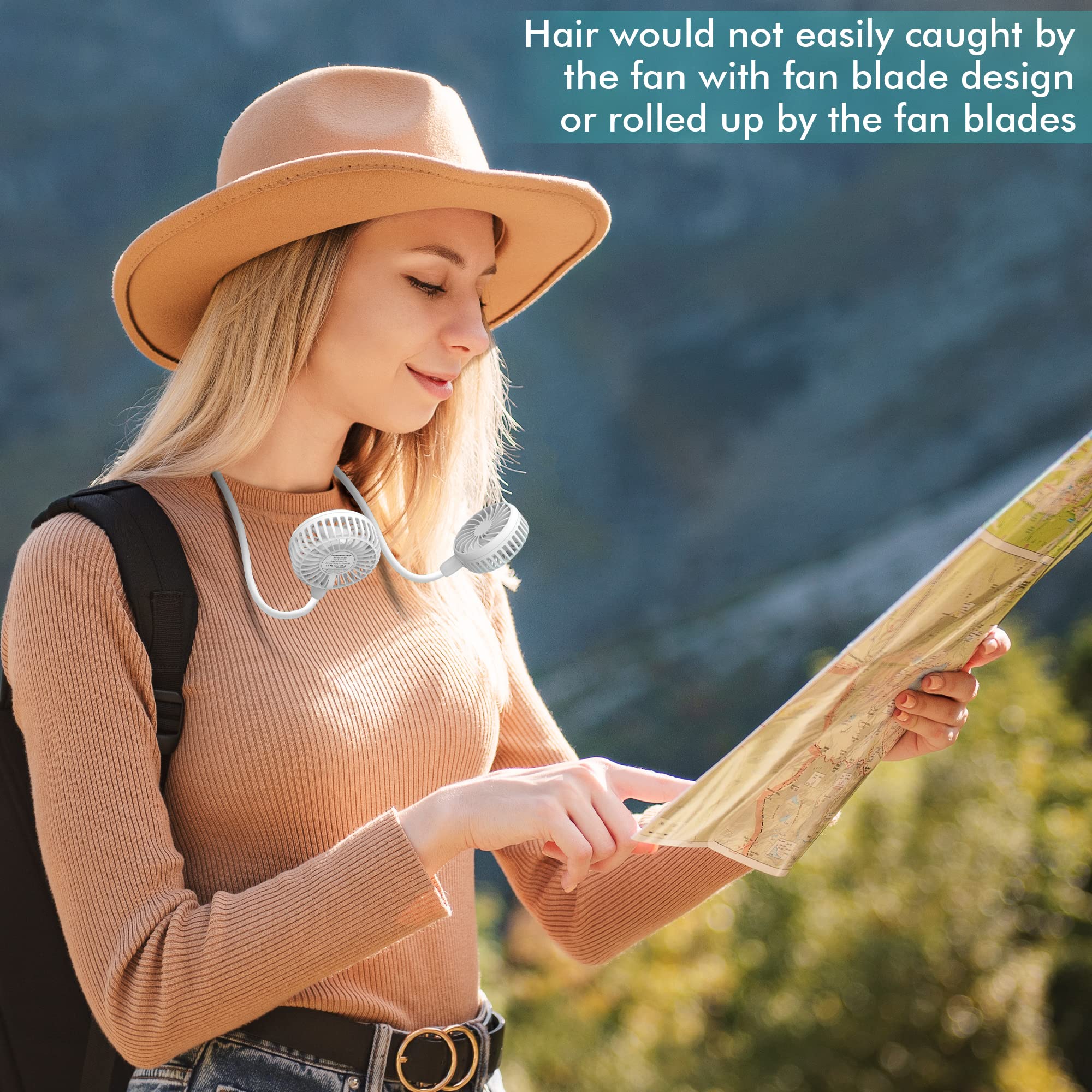 Portable Neck Fan, 2600Mah Battery Operated Ultra Quiet Hands Free Usb Fan With 3 Speeds, Strong Wind, 360 Adjustable High Flexi