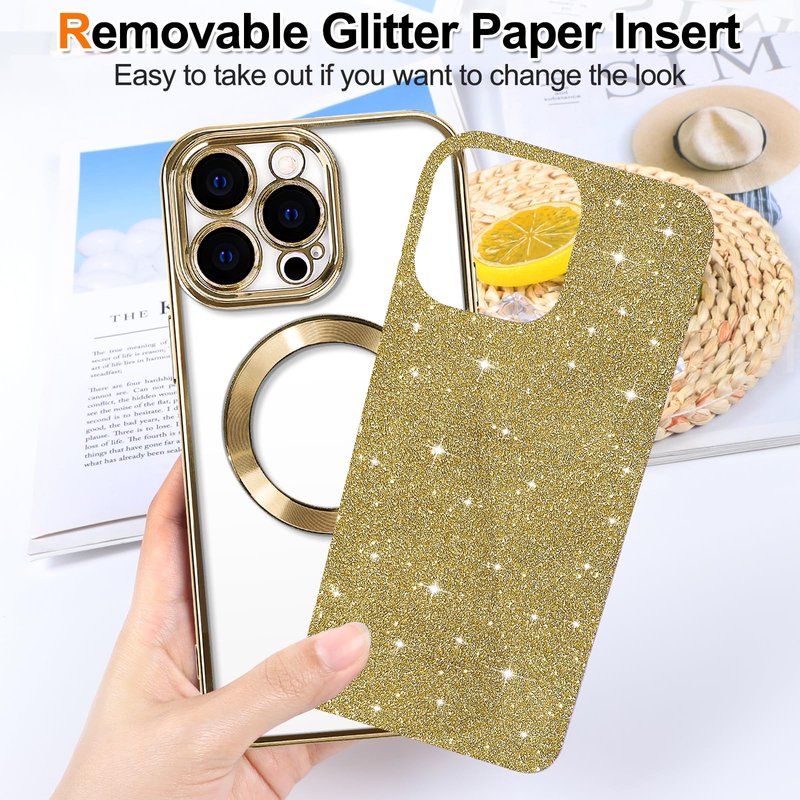 Hython For Iphone 11 Pro Max Case Glitter, Clear Magnetic Phone Cases With Camera Lens Protector [Compatible With Magsafe] Bling