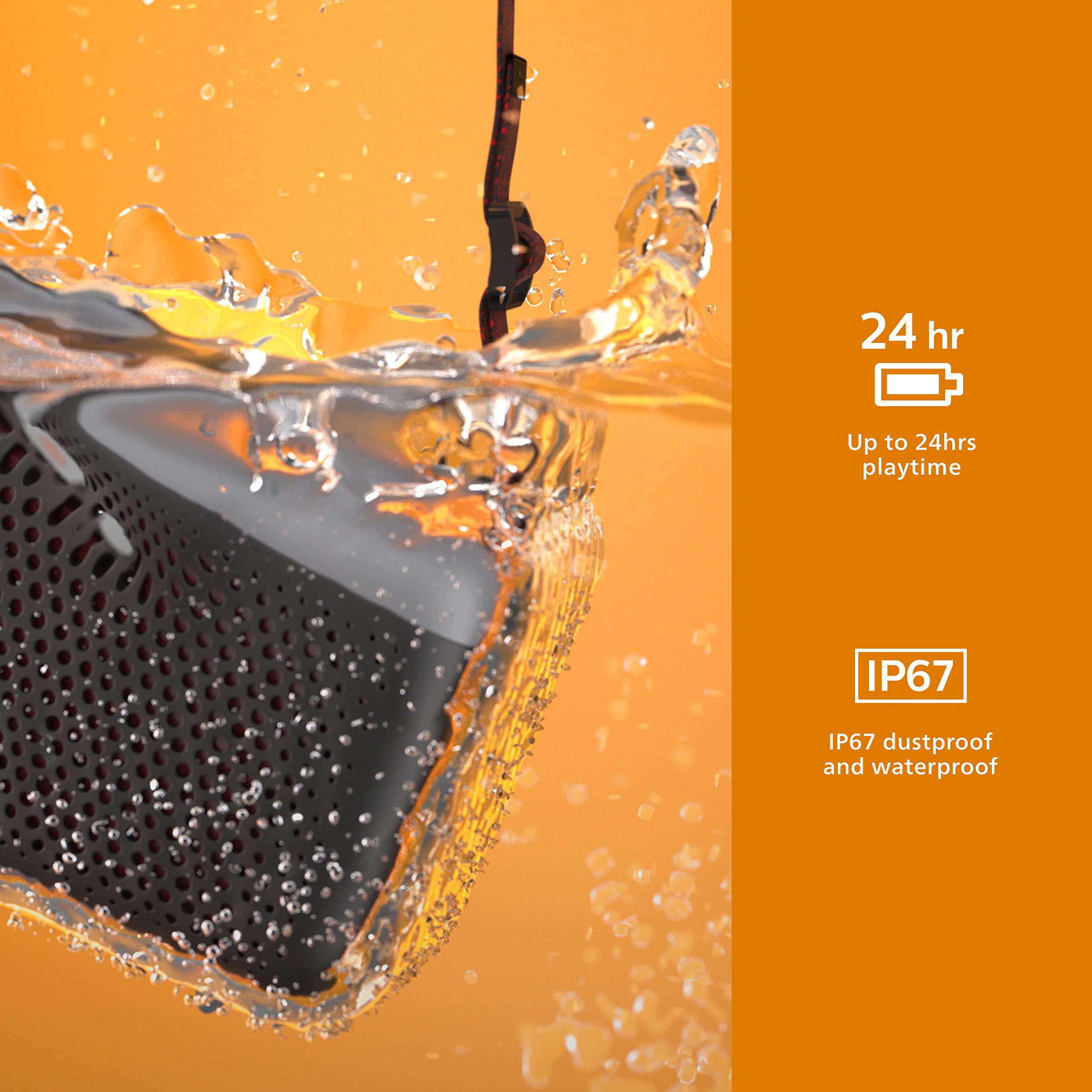 Philips S7807 Wireless Bluetooth Speaker, 7000 Series   40W Output, Ip67 Waterproof, 24 Hour Playtime, Portable With Built In Mi