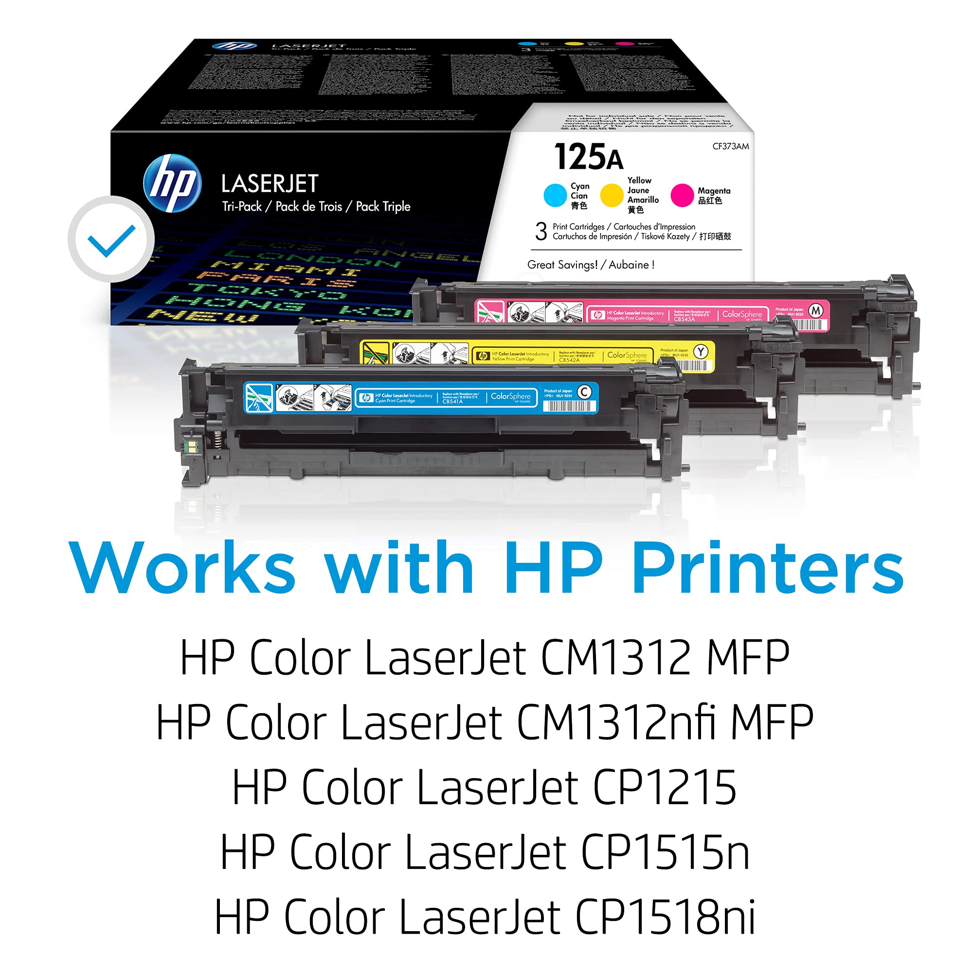Hp 125A Cyan, Magenta, Yellow Toner Cartridges (3 Pack) | Works With Hp Color Laserjet Cm1312 Mfp Series, Hp Color Laserjet Cp12