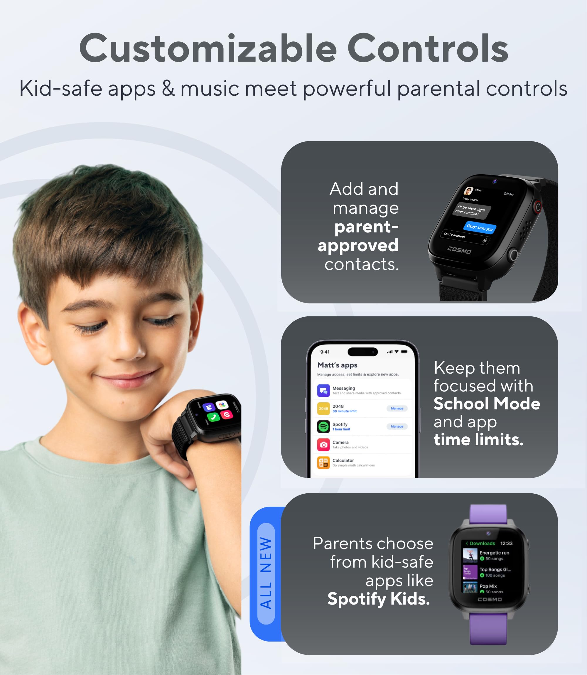 Jrtrack Smart Watch For Kids | Safe Watch Phone & Gps Tracker | Parental Controls | Call, Text, Activity, School Lock | Sim Card