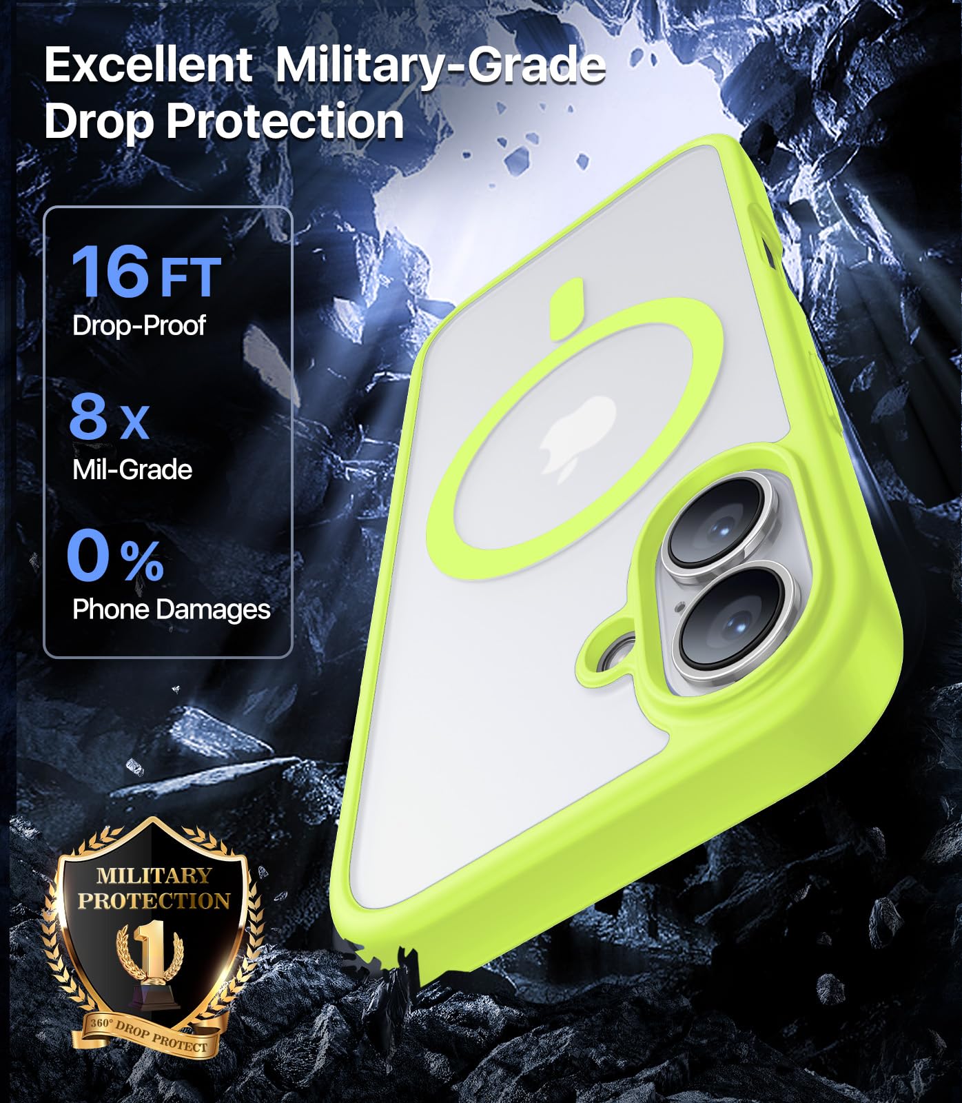 Cahejilu Magnetic For Iphone 16 Case[Compatible With Magsafe][Military Grade Drop Protection]Anti Fingerprint Translucent Matte